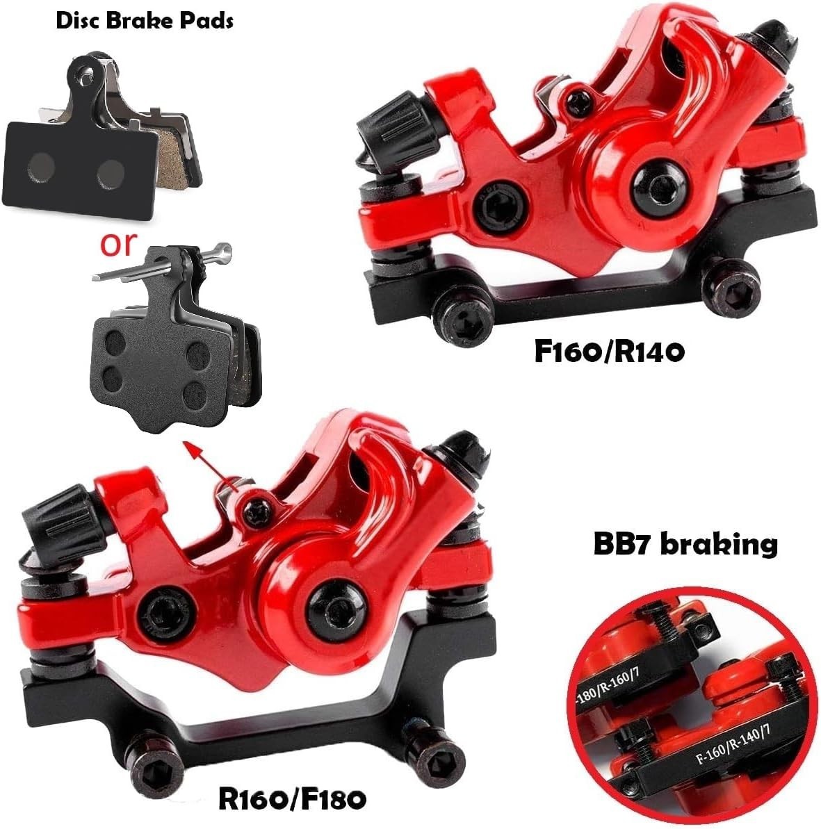 Bike Disc Brake Kit,Bike Front and Back Disc Brake Kit-Calipers,2 Pcs Stainless