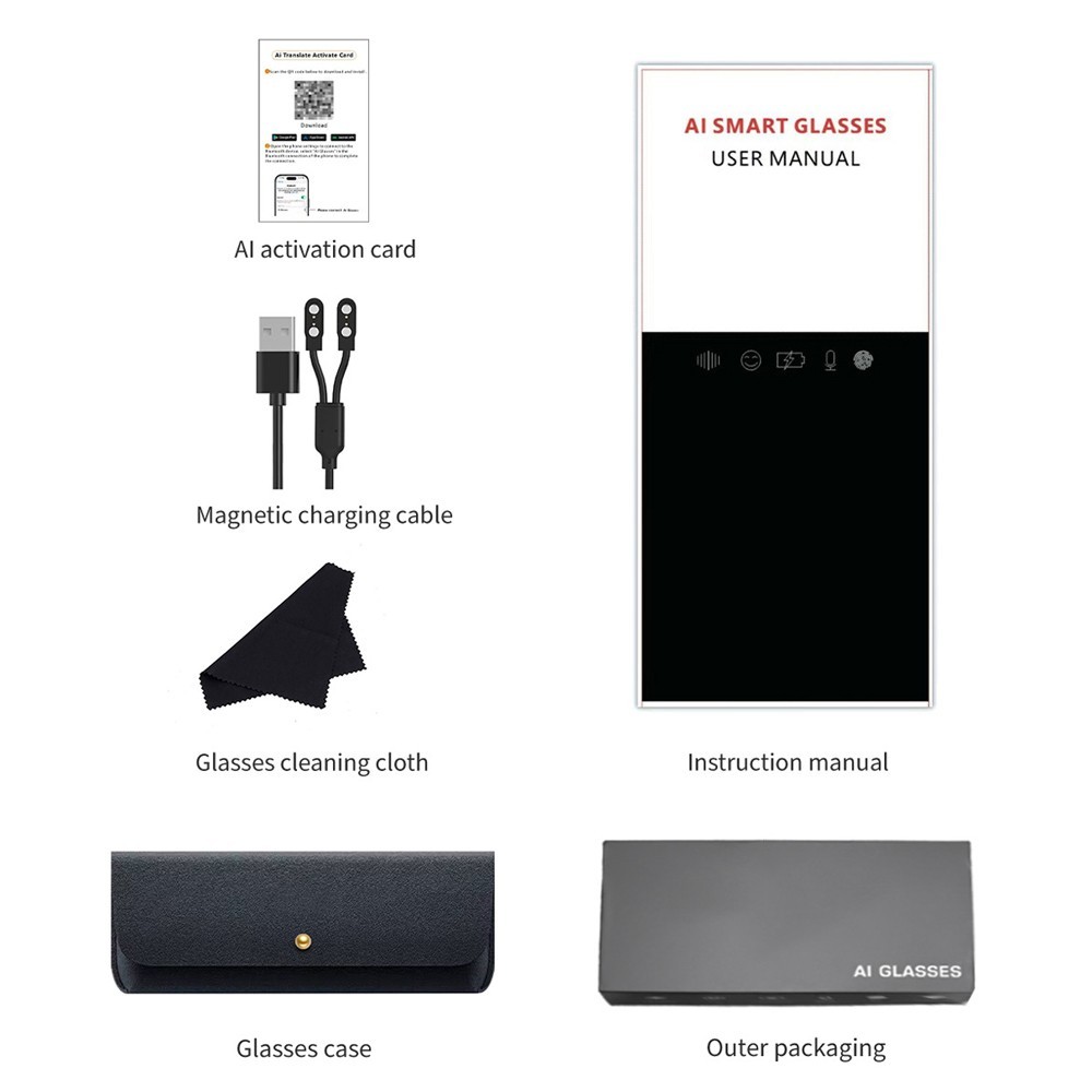 2026 AI Smart Glasses for Men&Women Bluetooth Open-Ear Speakers for Music Call