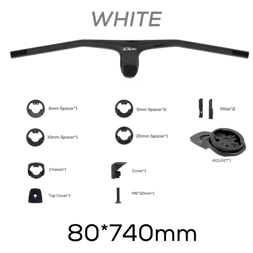 Carbon Fiber XC Mountain Bike Integrated Cockpit -20 Degree 740mm Flat T-Bar
