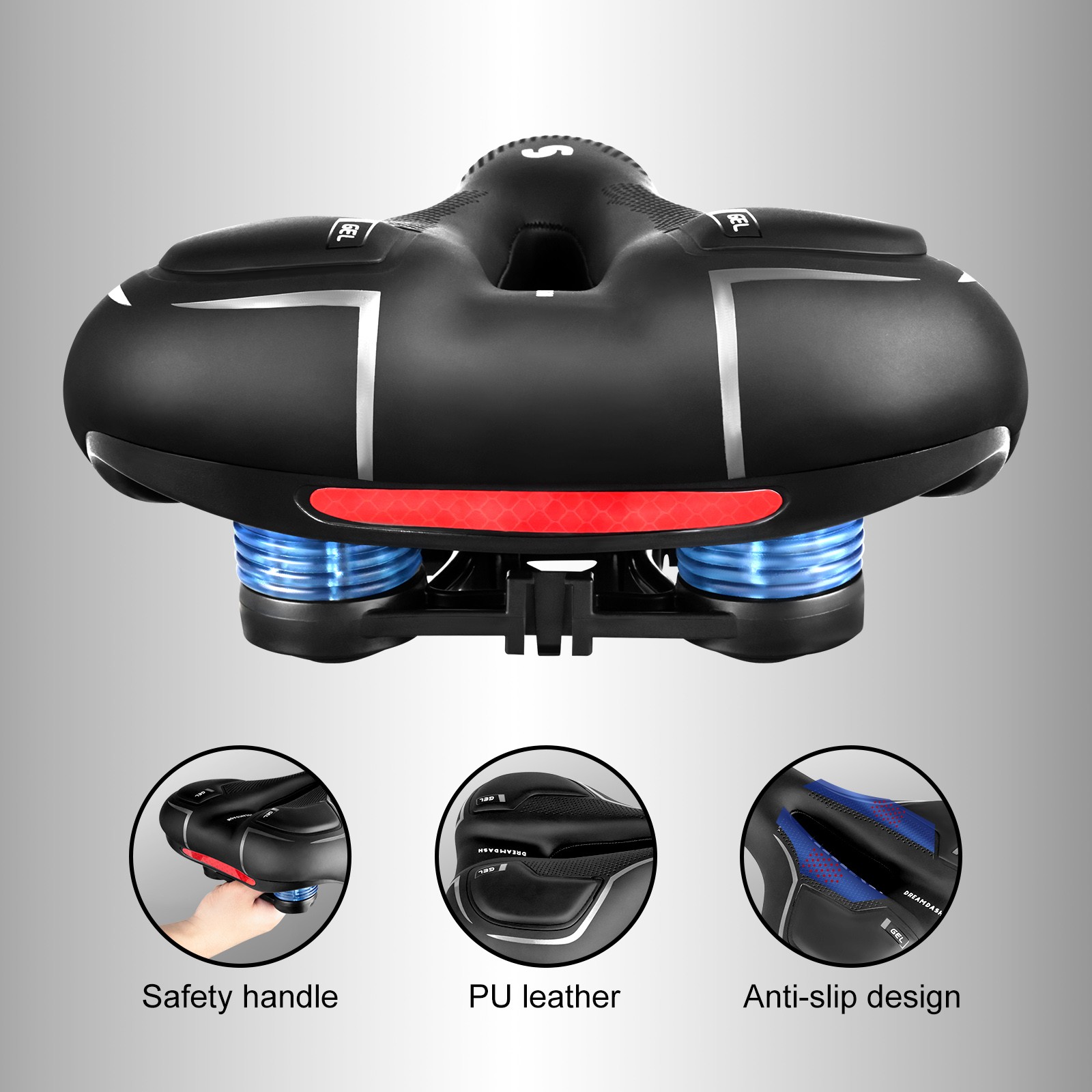 A Pair Bicycle Bike Saddle Seat Comfort Wide Big Bum Soft Gel Cushion Pad Sporty