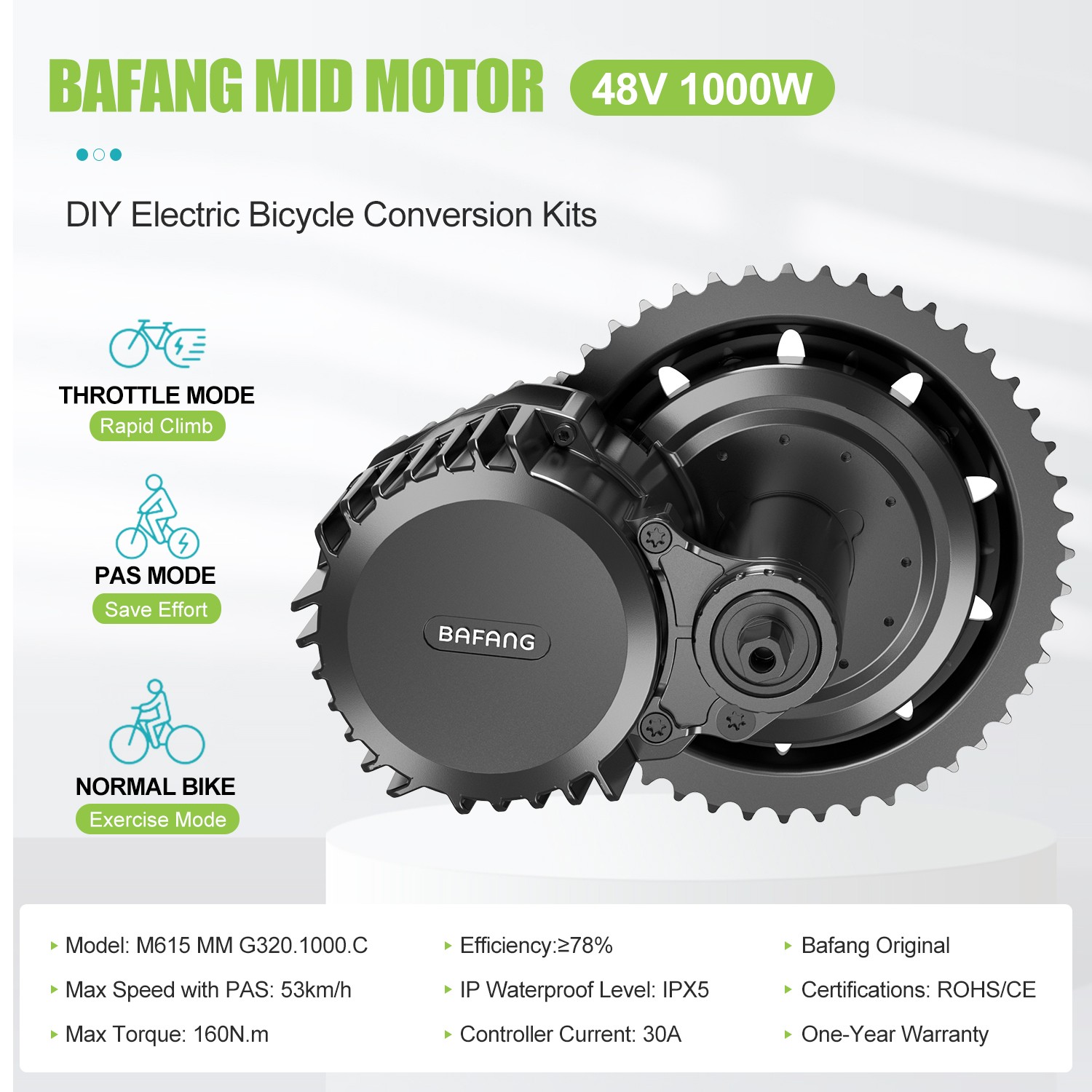 48V/52V1000W BBS02B BBSHD Bafang Mid Motor DIY Conversion Kits For Electric Bike