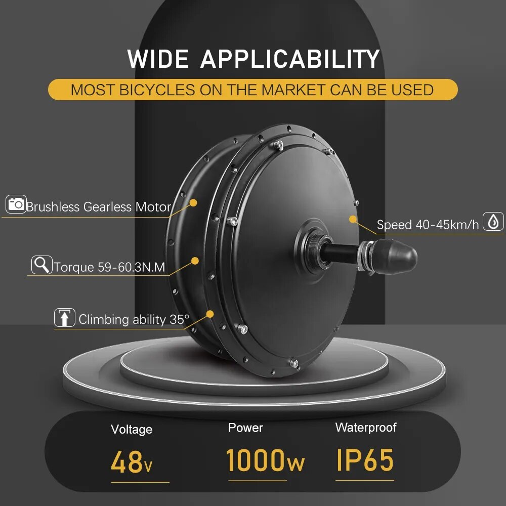 48V 1000W Rear Rotate Hub Motor Wheel for Snow Fat Tire E-bike Conversion Kit