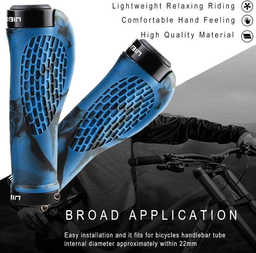 Lightweight Aluminum Lock Bike Grips – Ergonomic Blue Rubber for All Bicycles