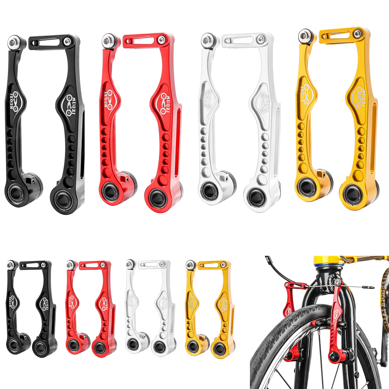 CNC Bike V Brakes Set Pull Set Front Rear Bicycle MTB Long/ Short Kit Aluminium