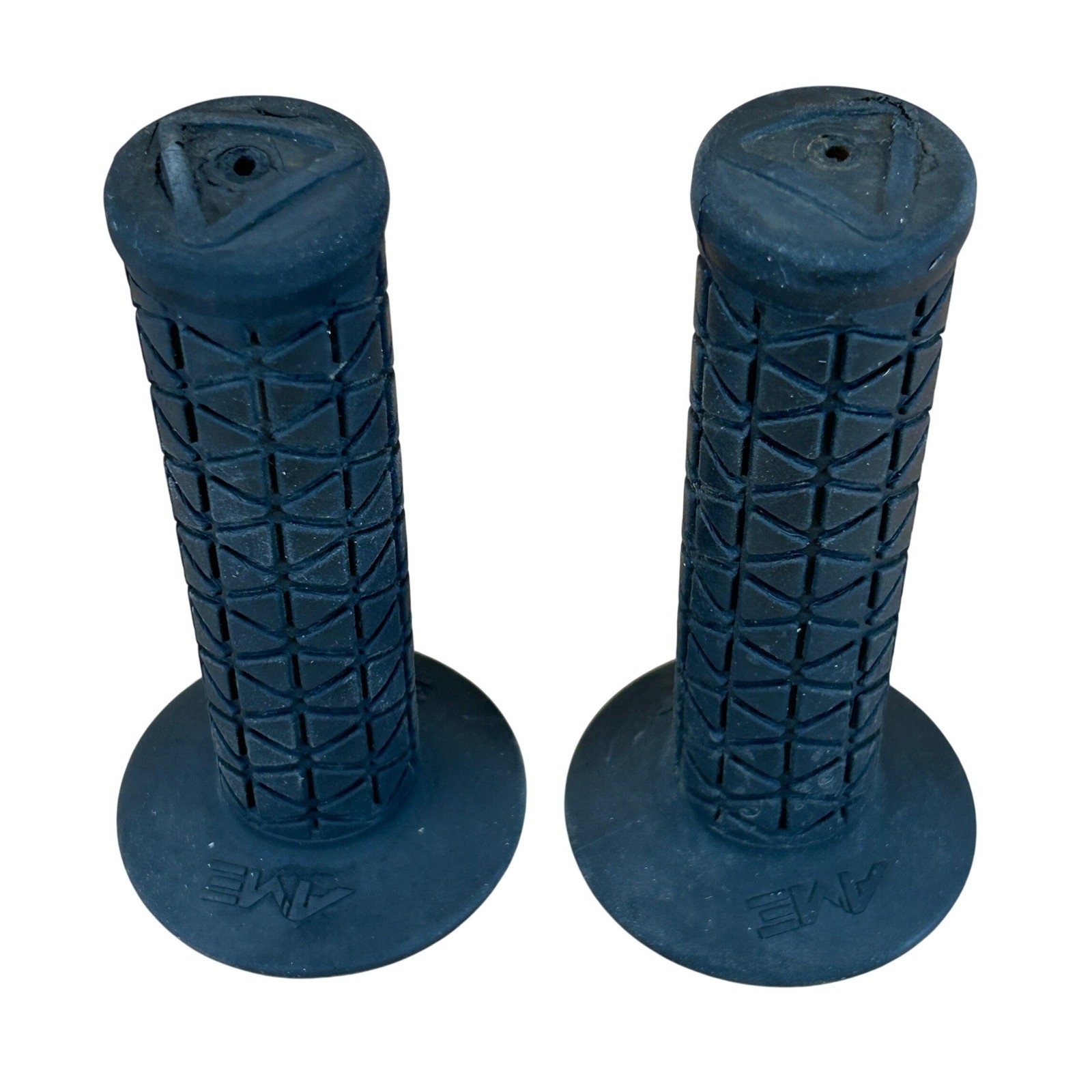 AME Triangle Pattern Handlebar Grips Black VTG Old School BMX MX Pair 4.75 Inch