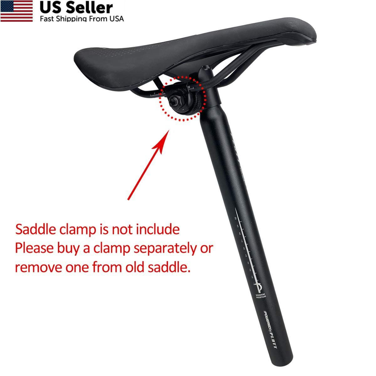 Platt Bike Seatpost 25.4/27.2/28.2/30.8/31.6 350mm Aluminum 27.2mm, black