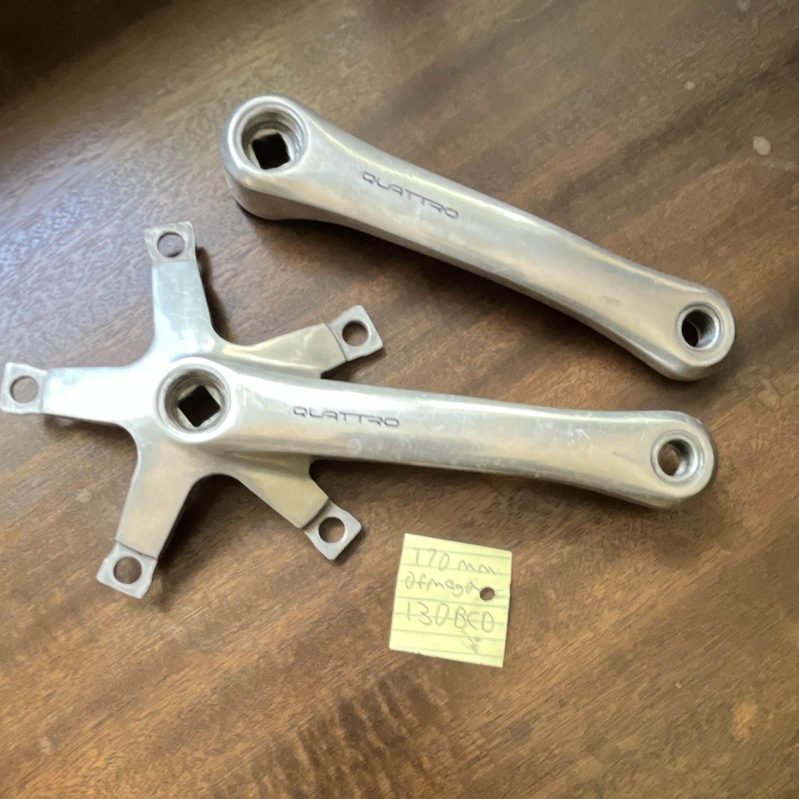 Ofmega Quattro 170mm Road Crankset Square Taper ISO Aluminum Silver 130BCD Italy