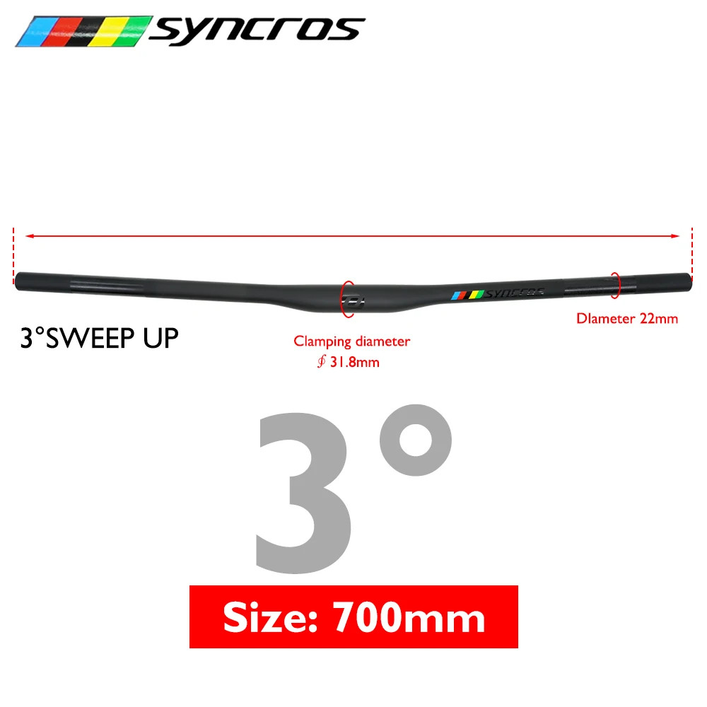 Matte Black Carbon Fiber MTB Bicycle Handlebars 28.6mm 3°/9°/Rise 700-740mm