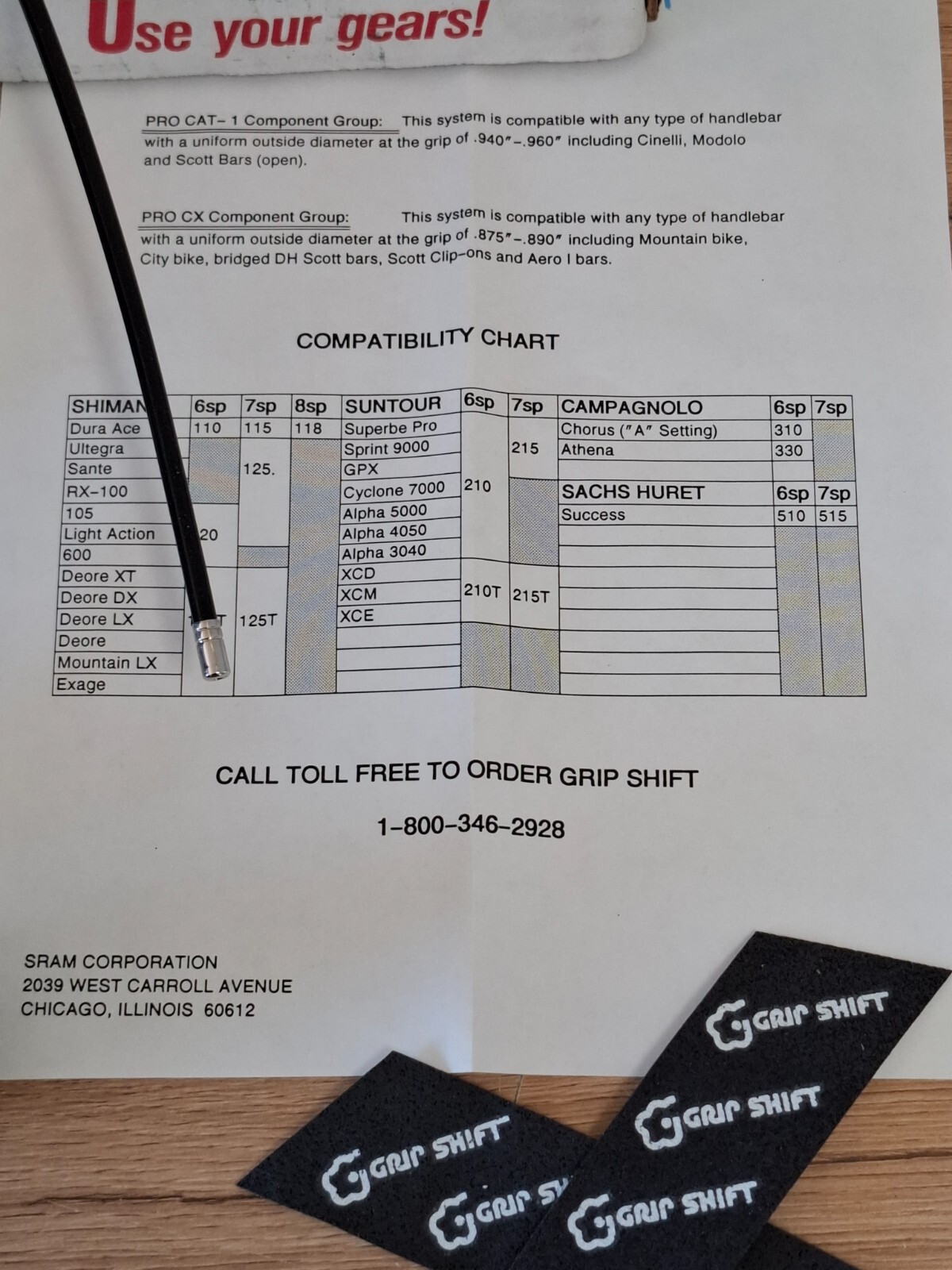 Campagnolo NIB Grip Shift SRAM Pro CAT-1 118 6-Speed / 2-Speed for Chorus