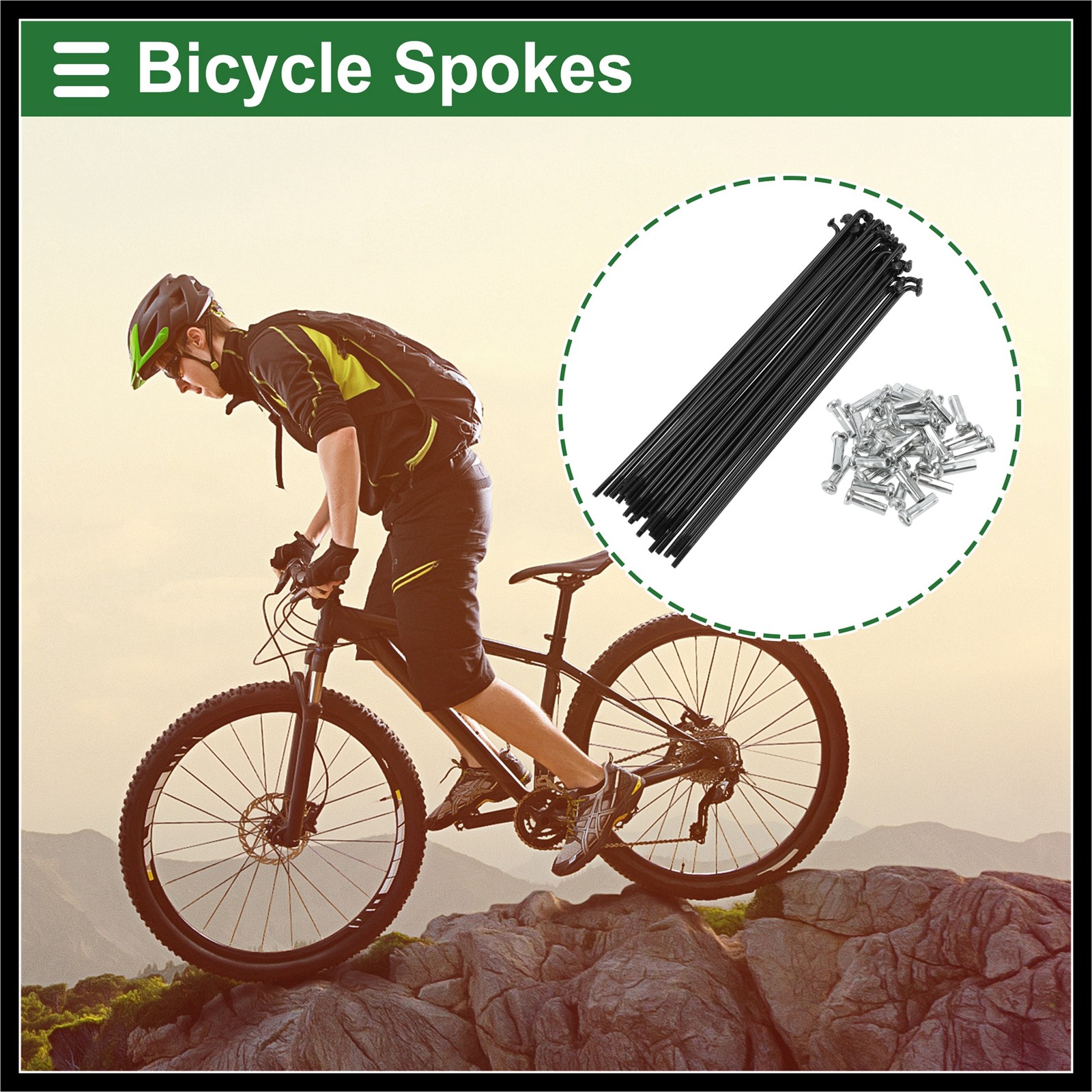 1 Set 14G 131mm Length Bicycle Spokes Nipple Carbon Steel Black Universal New