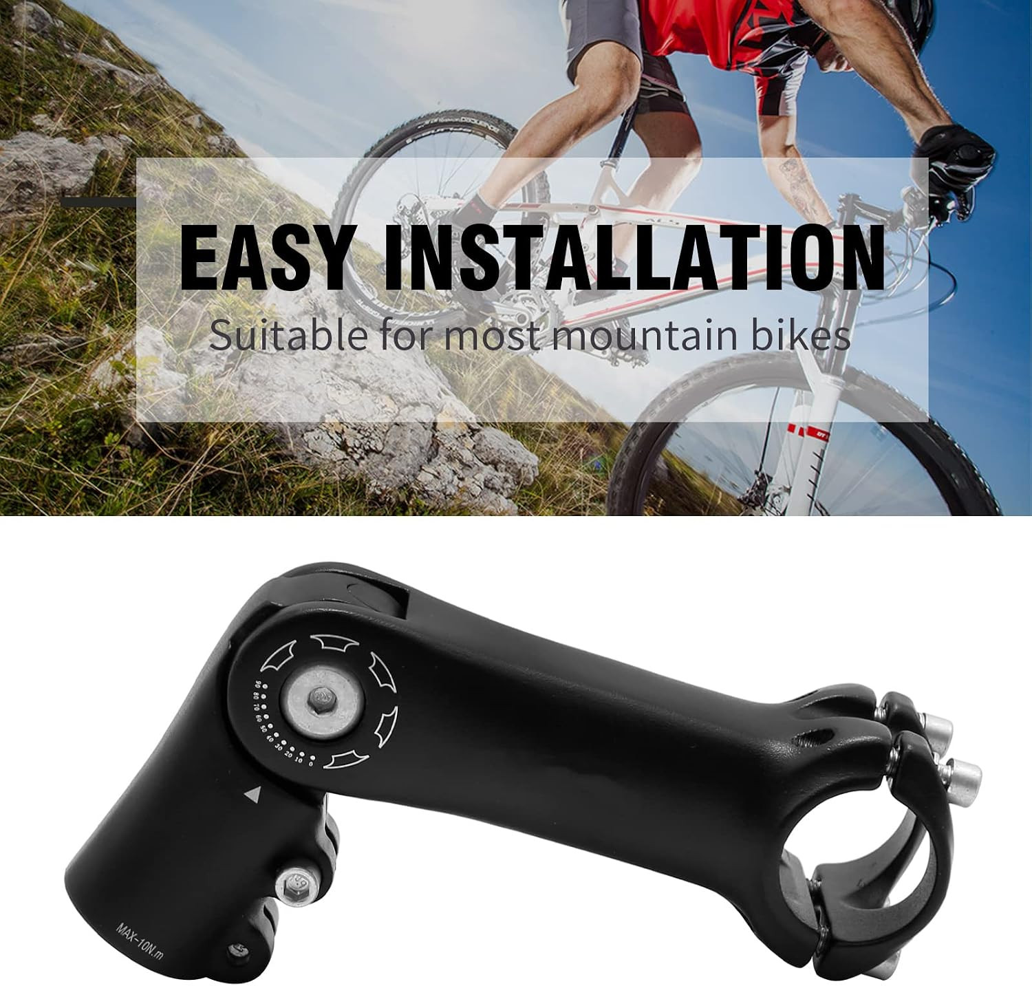 28.6Mm X 31.8Mm Adjustable Bicycle Handlebar Stem, 90Mm/110Mm, 0-90 Degree Rise,
