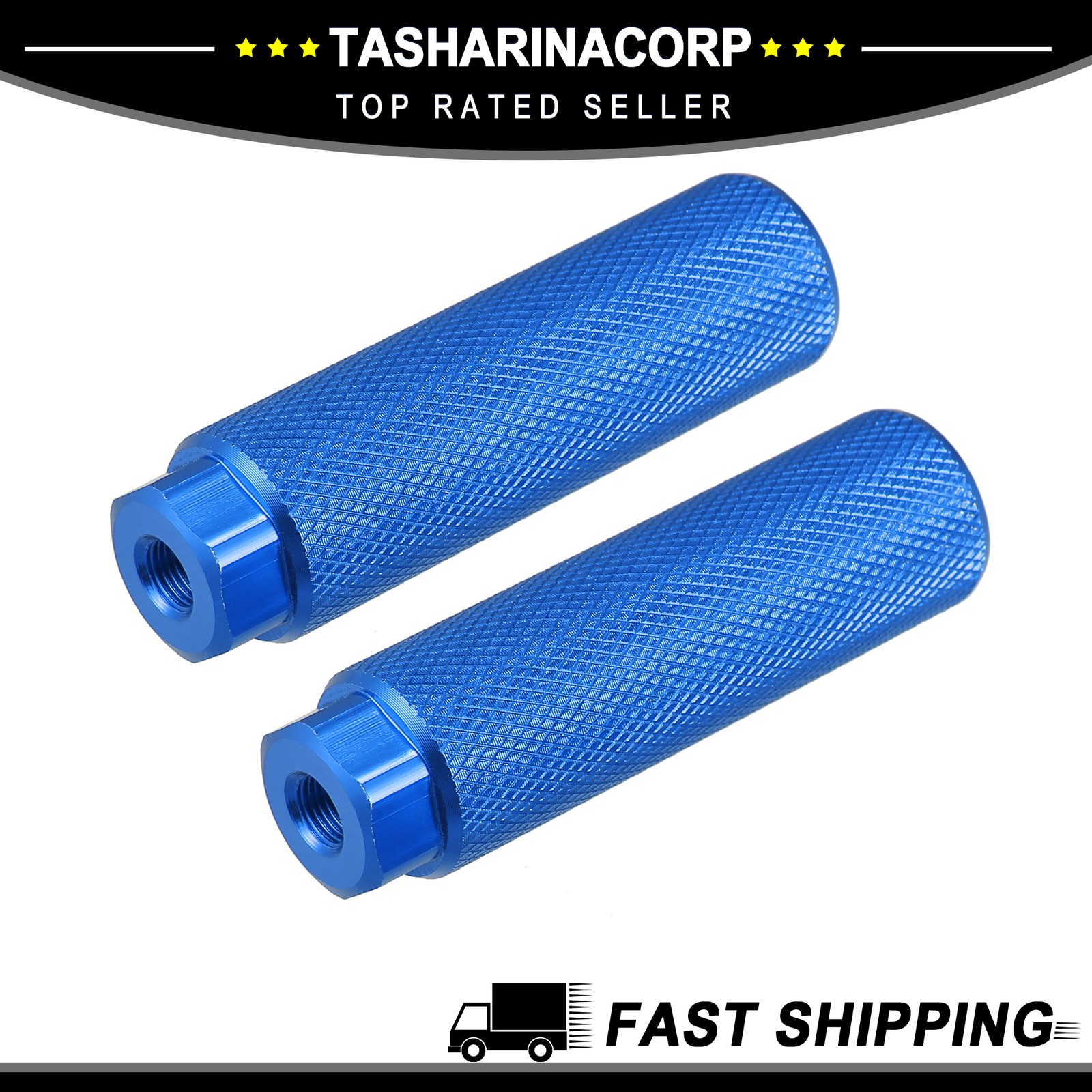 Pair Aluminum Alloy Rear Foot Peg Blue for BMX MTB Bicycle Fit 3/8 inches Axles