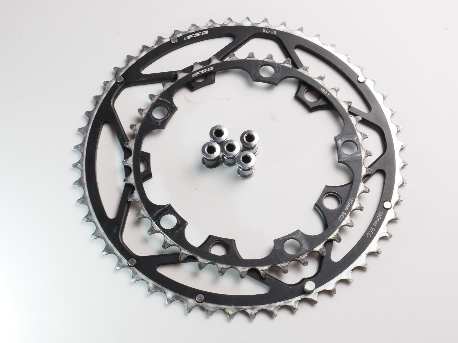Good, VINTAGE, FSA Road Dual Chainring Set, 52/38T, 130mm BCD & 5 bolts