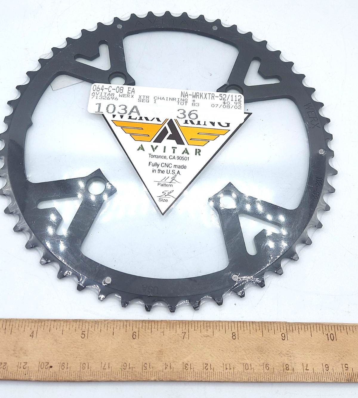 Avitar Werx Chainring 52-Tooth 4-Bolt 52/112 USA CNC Made 103A 52/112 NOS
