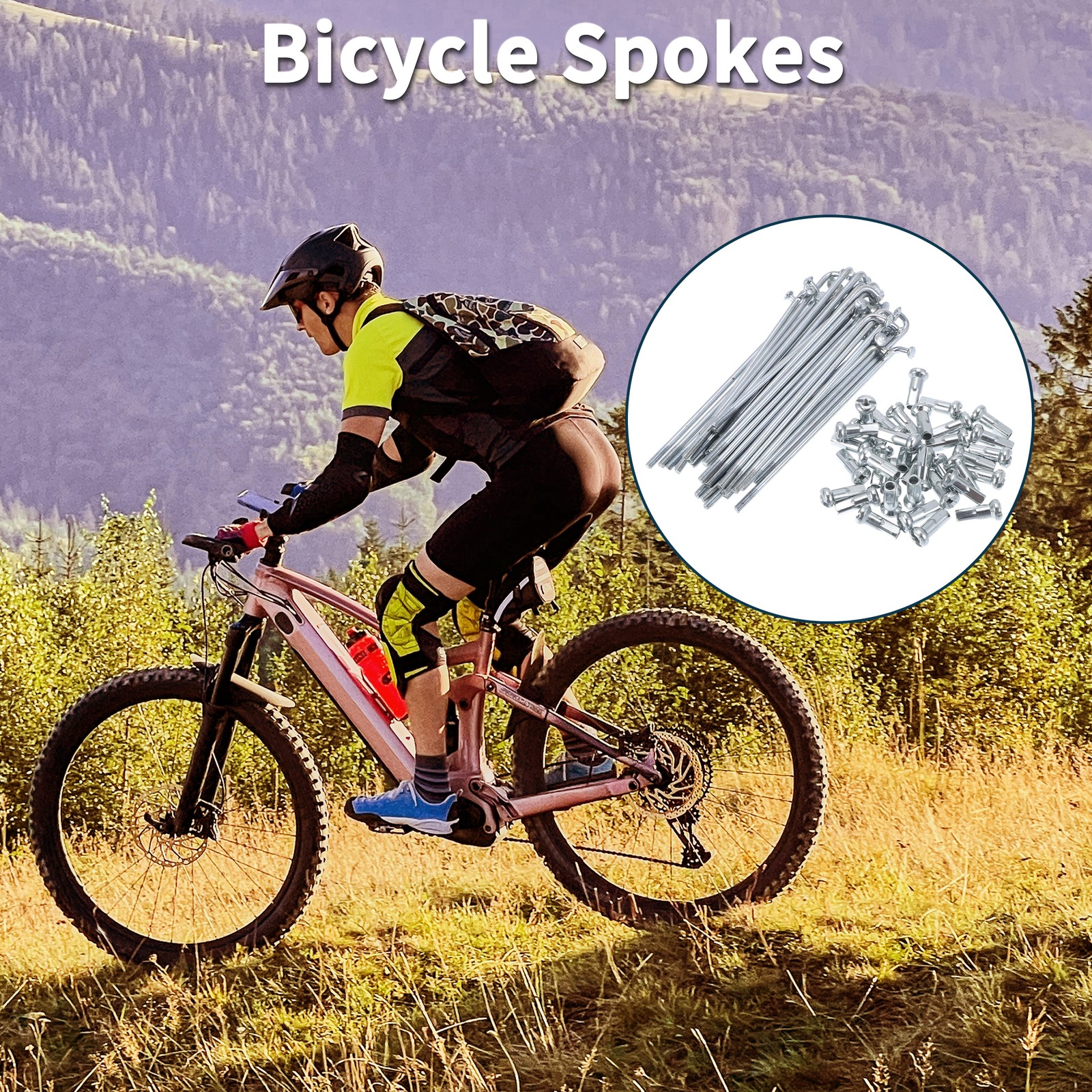 1 Set 13G 76mm Length Bicycle Spokes Nipple 45 Steel Galvanized Universal