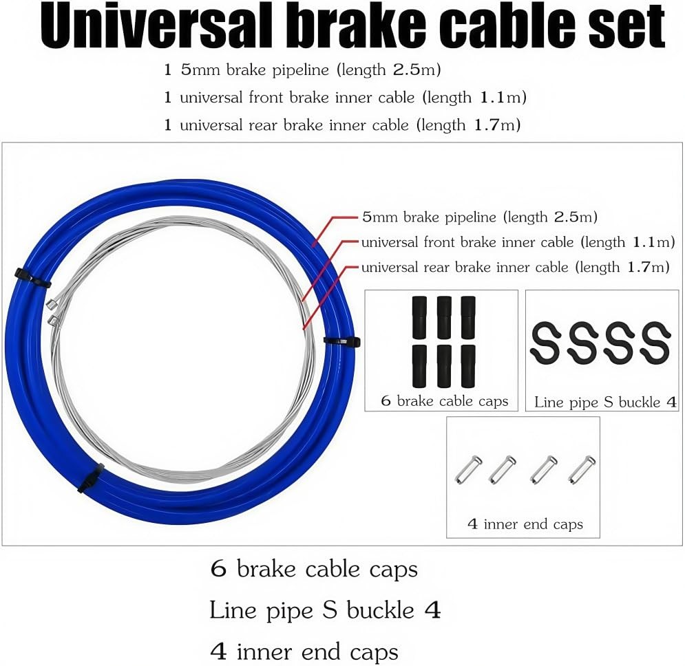 2-in-1 Universal Bike Brake & Shifter Cable Kit | High-Carbon Steel Black