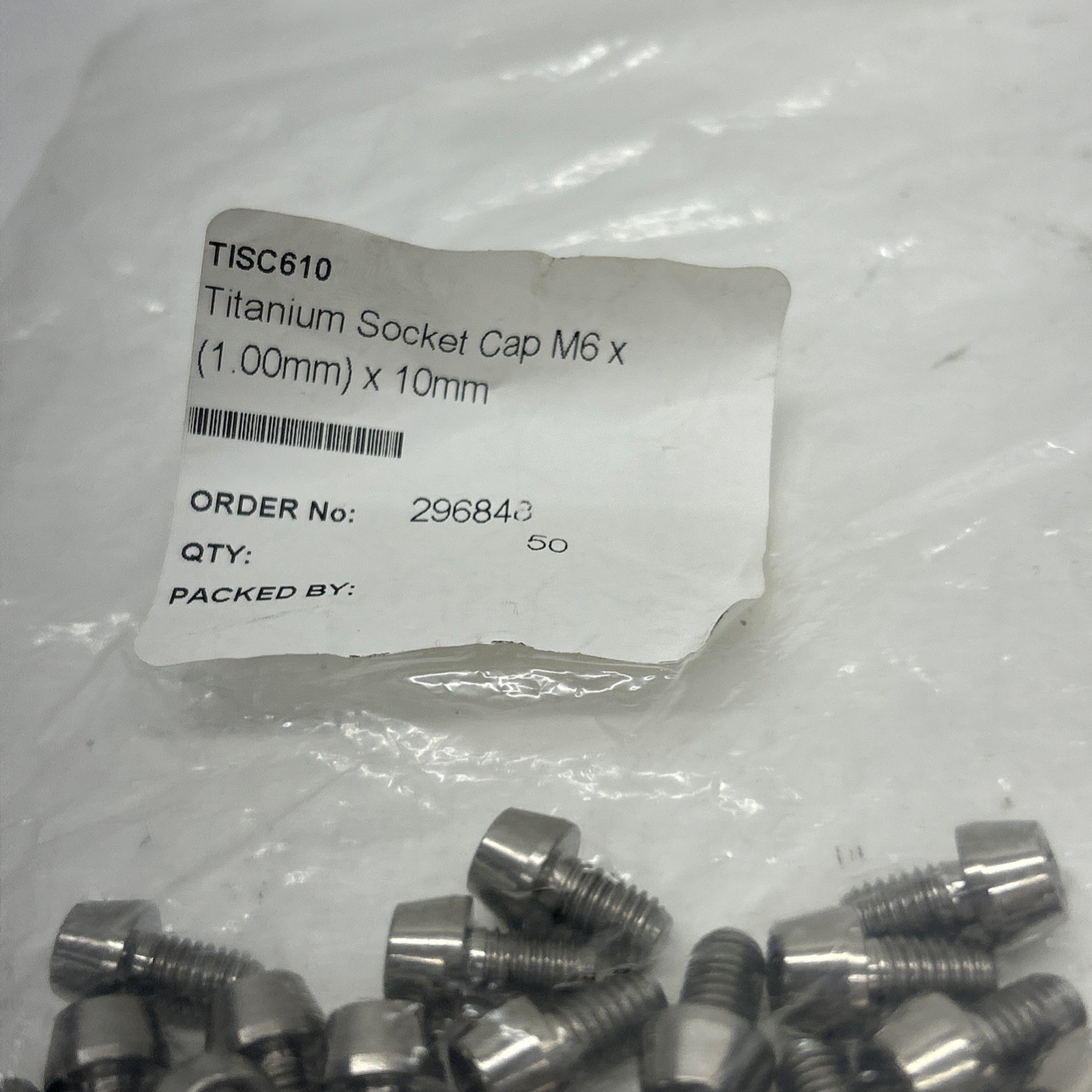 Titanium Socket Cap M6x10mm Titanium Ti Tisc610. Allen Head Cap Screw 1.00mm