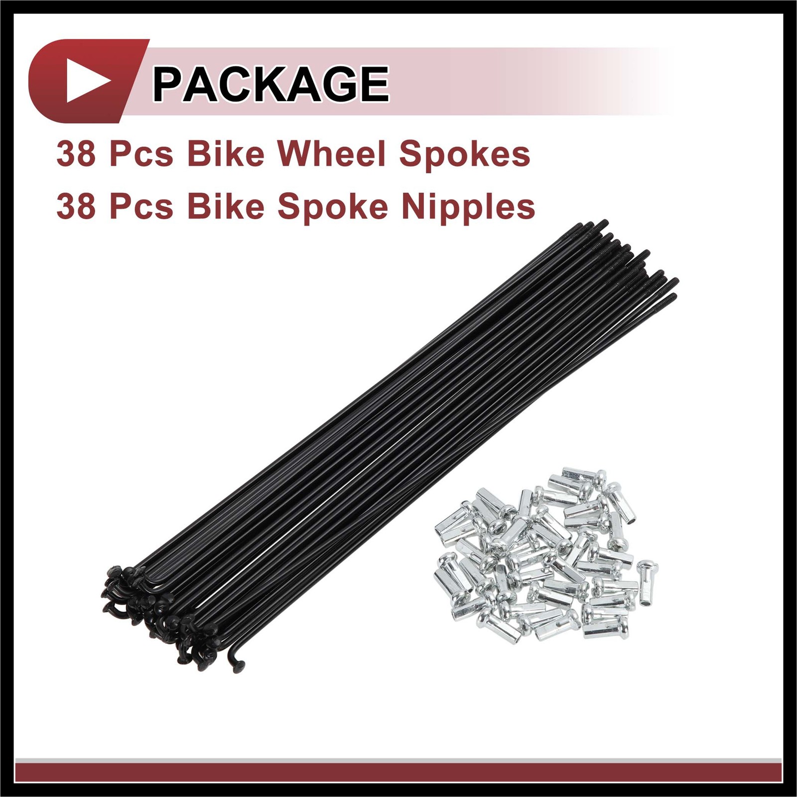 38 Set 14G Bicycle Spoke 178mm Bike Wheel Spoke Carbon Steel
