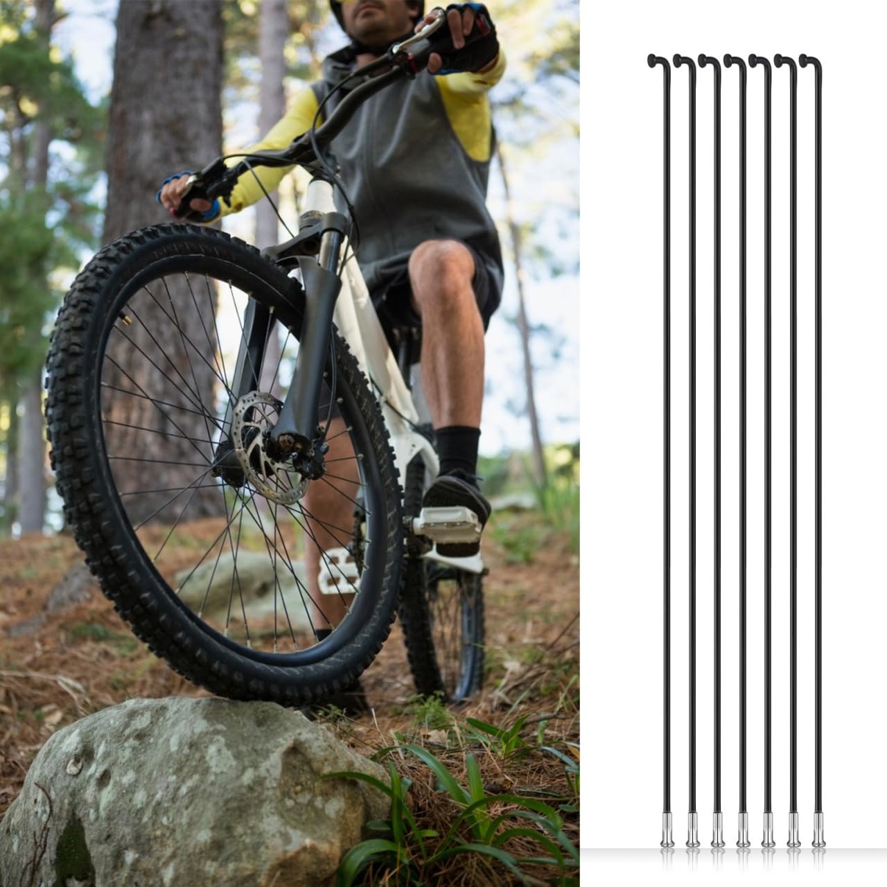 BESPORTBLE 36Pcs 14g Mountain Bike Steel Spokes with 26 inches, Black