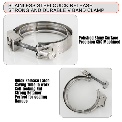 Quick Release 2.5 Inch Exhaust V band Clamp for Flange Kits 2.5 inch Silvery