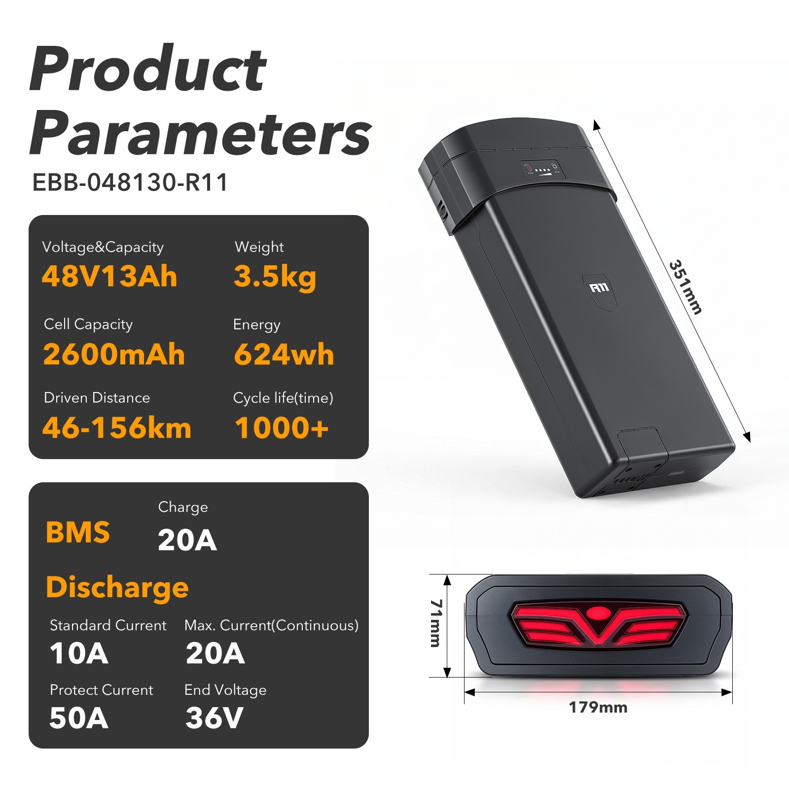 48 Volt Lithium Ion Battery 48V 13Ah Rear PEDEGO Electric Bike Battery Pgoebikes