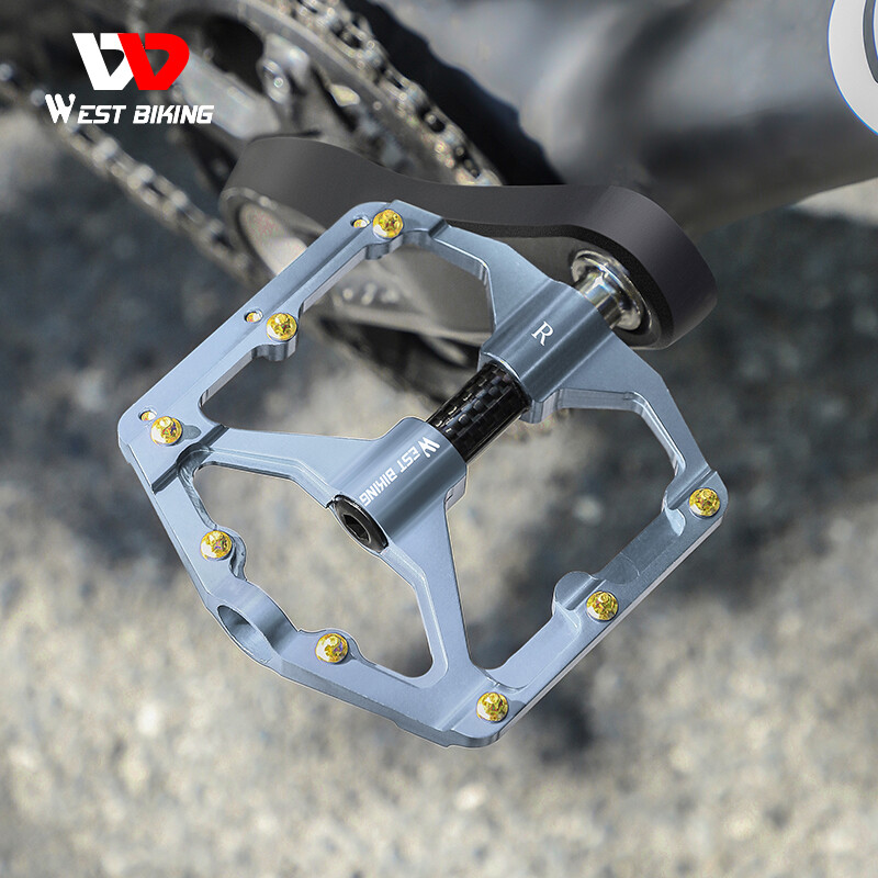 WEST BIKING Bicycle Pedals Carbon Fiber Axle 3 Bearing MTB Bike Pedals 9/16″