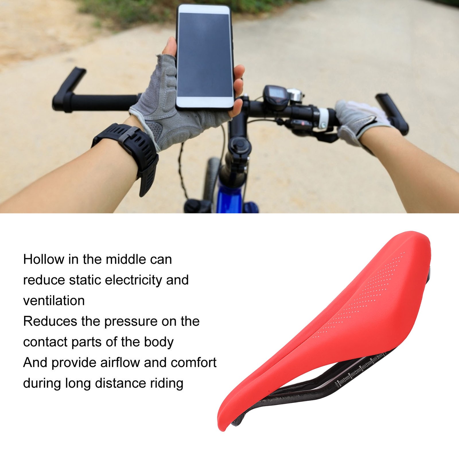 155mm Widen Carbon Fiber Leather Saddle Cushion Hollow Cycling Road Bike