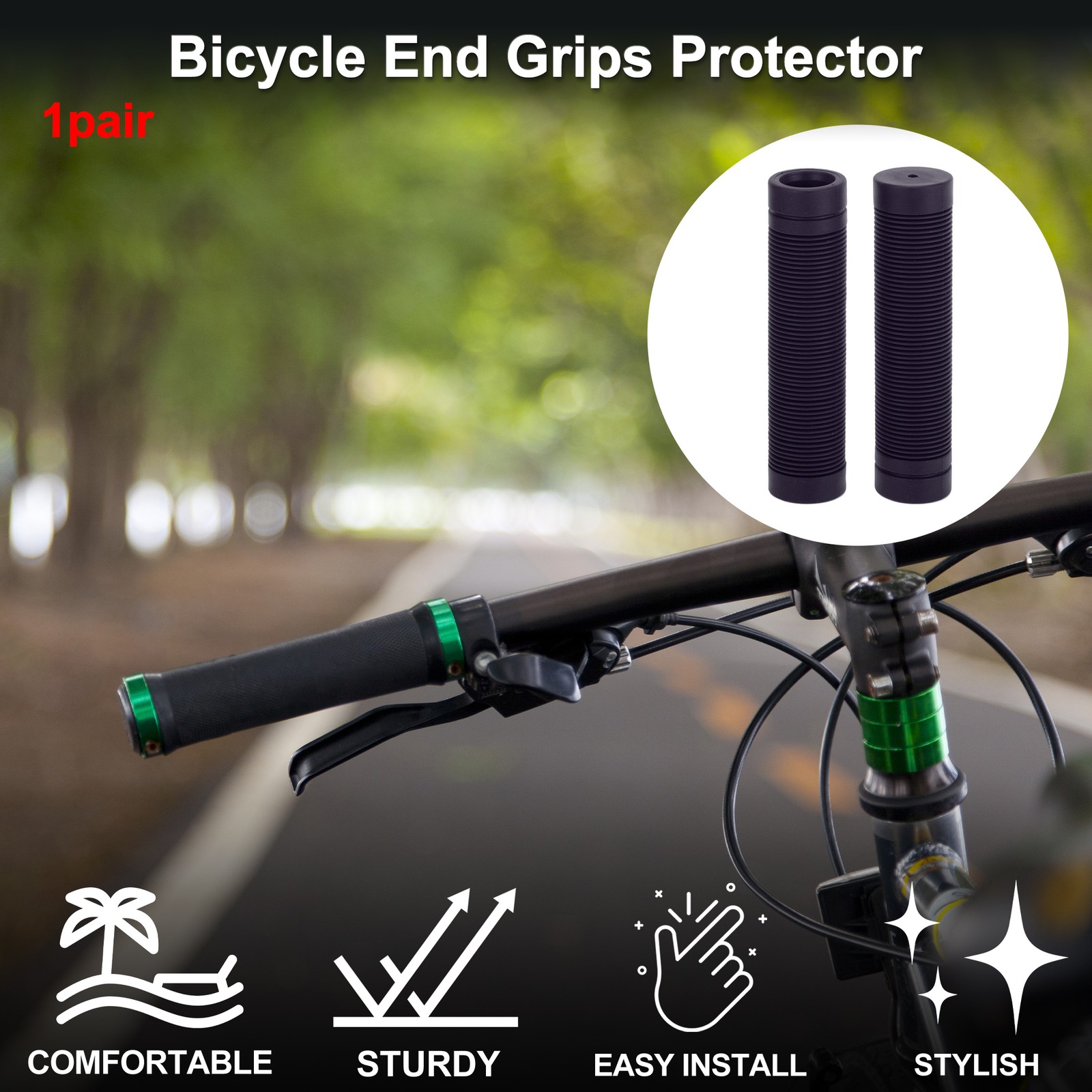 Bike Handlebar Grip Cover 125mm Soft Cycling End Grip Protector Navy Blue 1 Pair