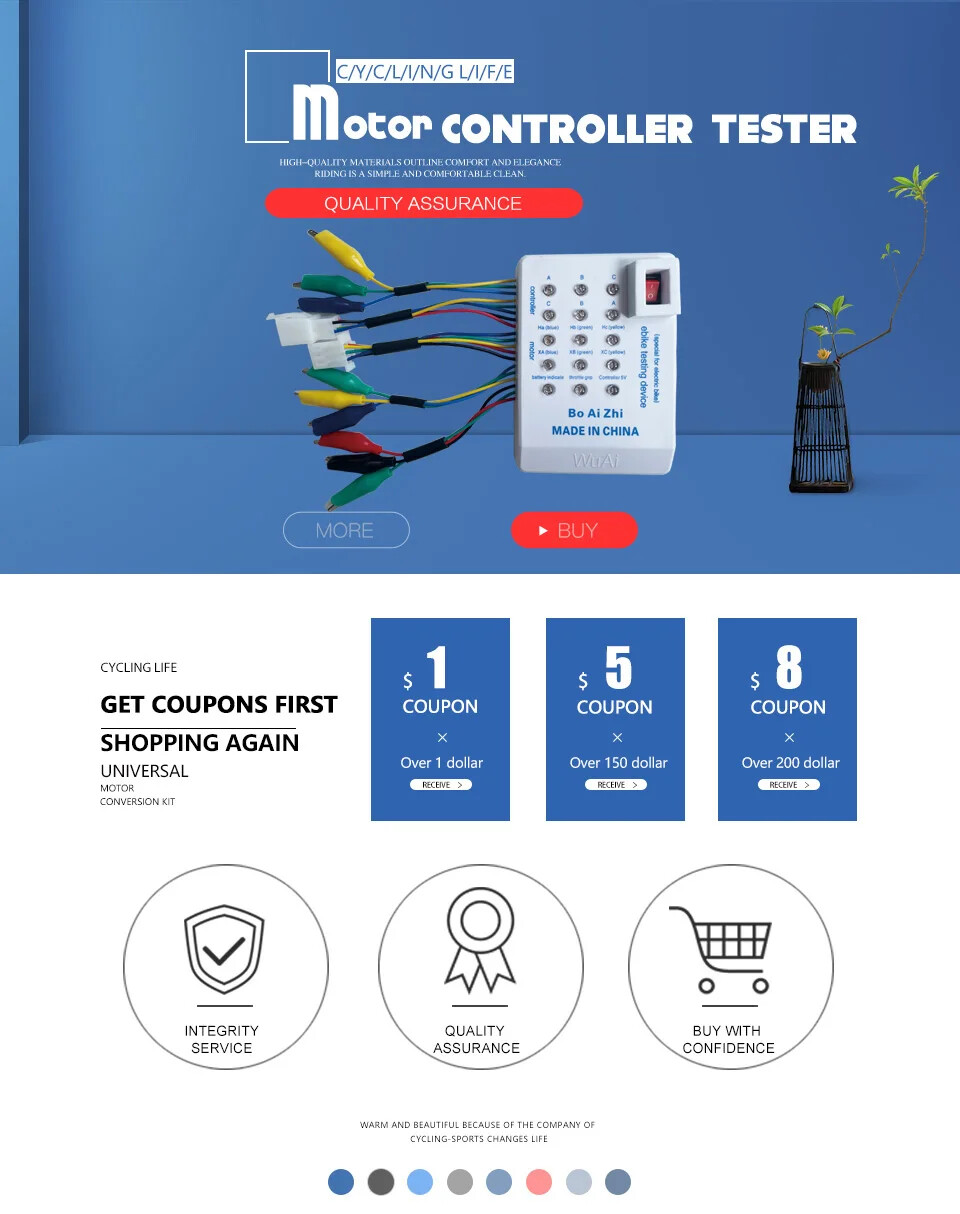 Portable Electric Bicycle Brushless Motor Controller Tester 24V/36V/48V/60V/72V