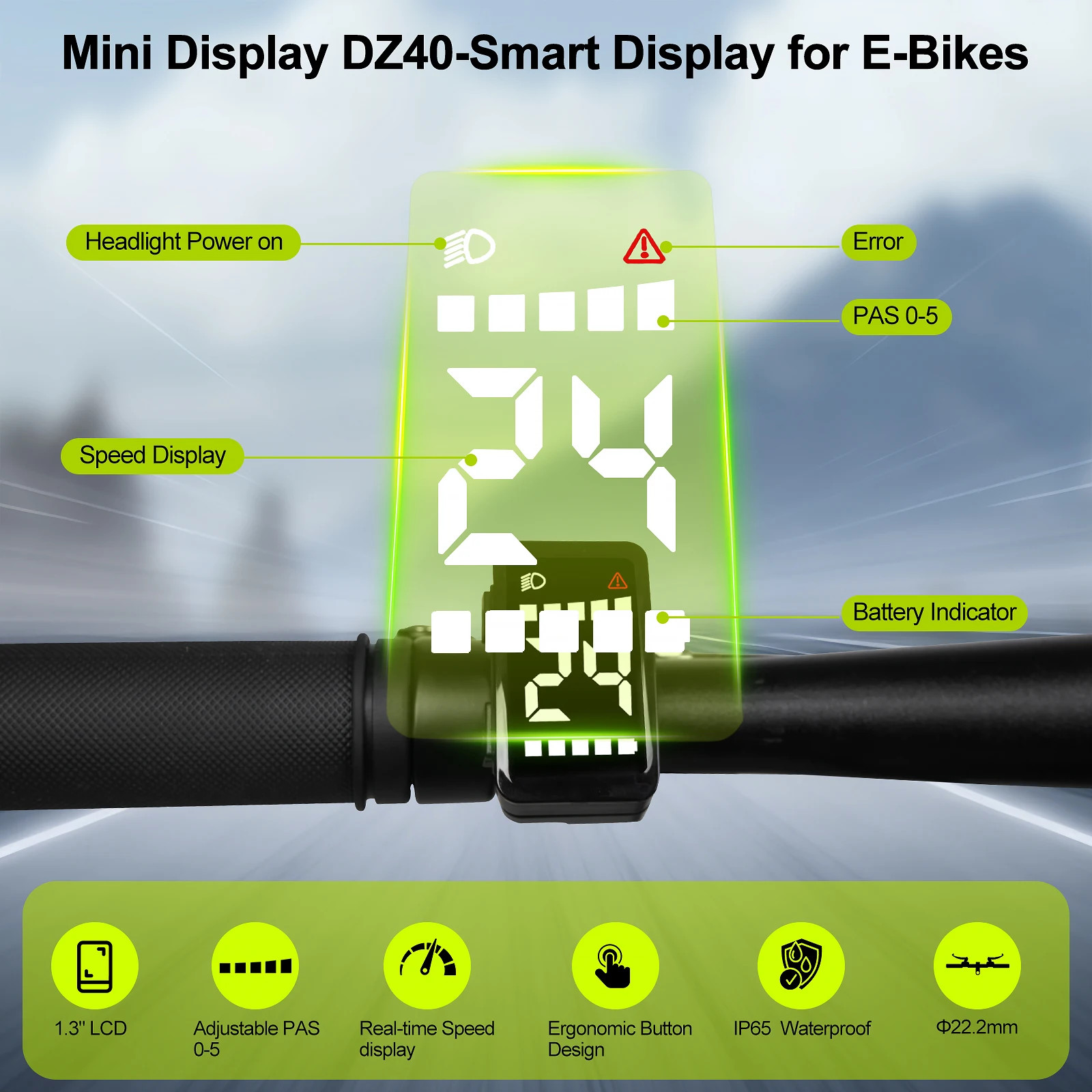 BAFANG BBS01B BBS02B BBSHD Compatible DZ40 LCD Display – Waterproof Mini Ebike I