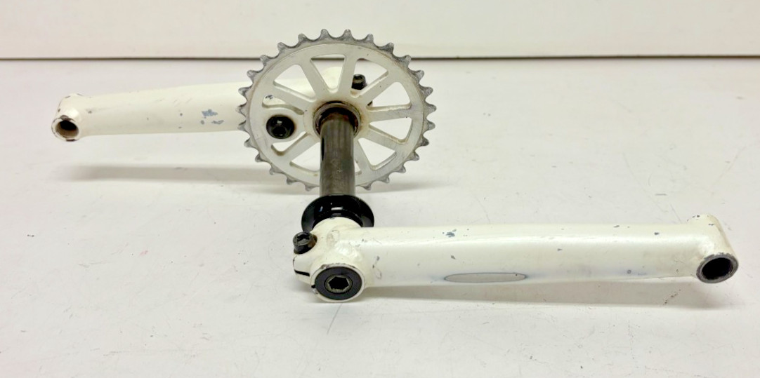 White CrMo 170mm 3-Piece BMX Crankset 28-Tooth Chainring Satisfaction Guaranteed