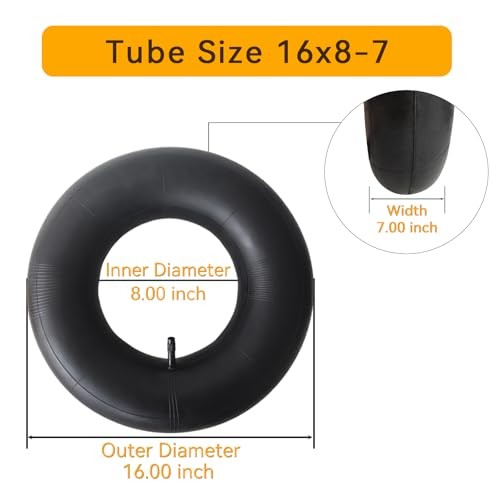 2-Pcs 16×8.00-7 Inner Tube 16×8-7 16/8-7 Tube for ATV/Golf Cart/Lawn