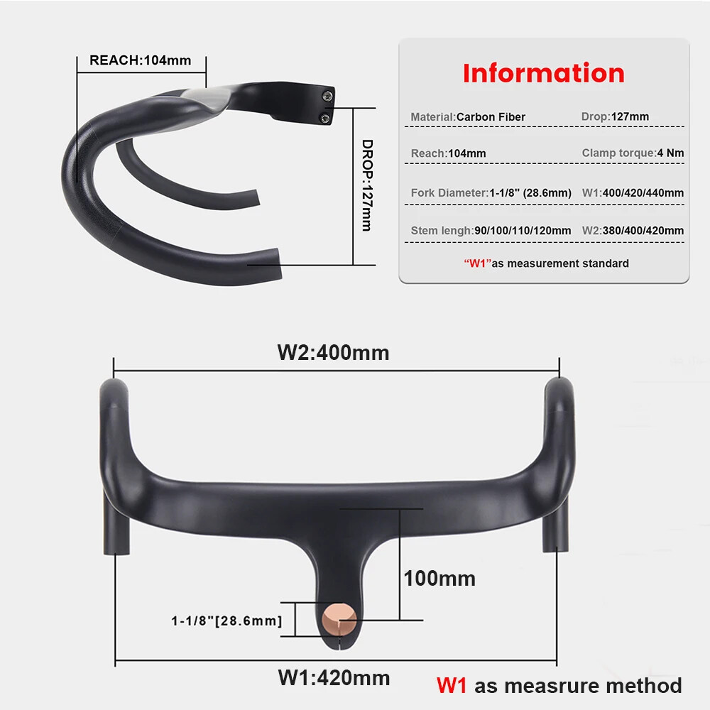 Full Carbon Fiber Road Bicycle Integrated Handlebar 3K Matte Bicycle Parts