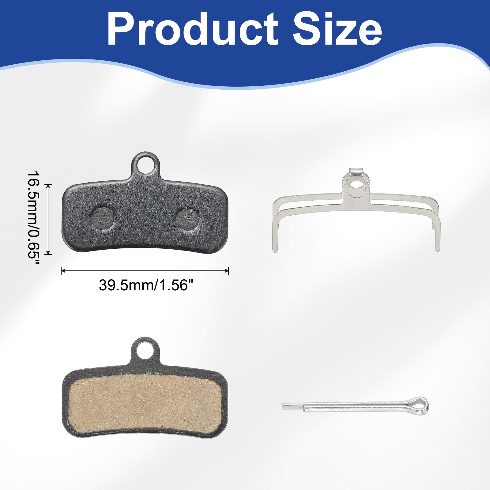 Disc Brake Pad 1.56″ x 0.65″ Bike Brake Pad with Spring and Pin, Black