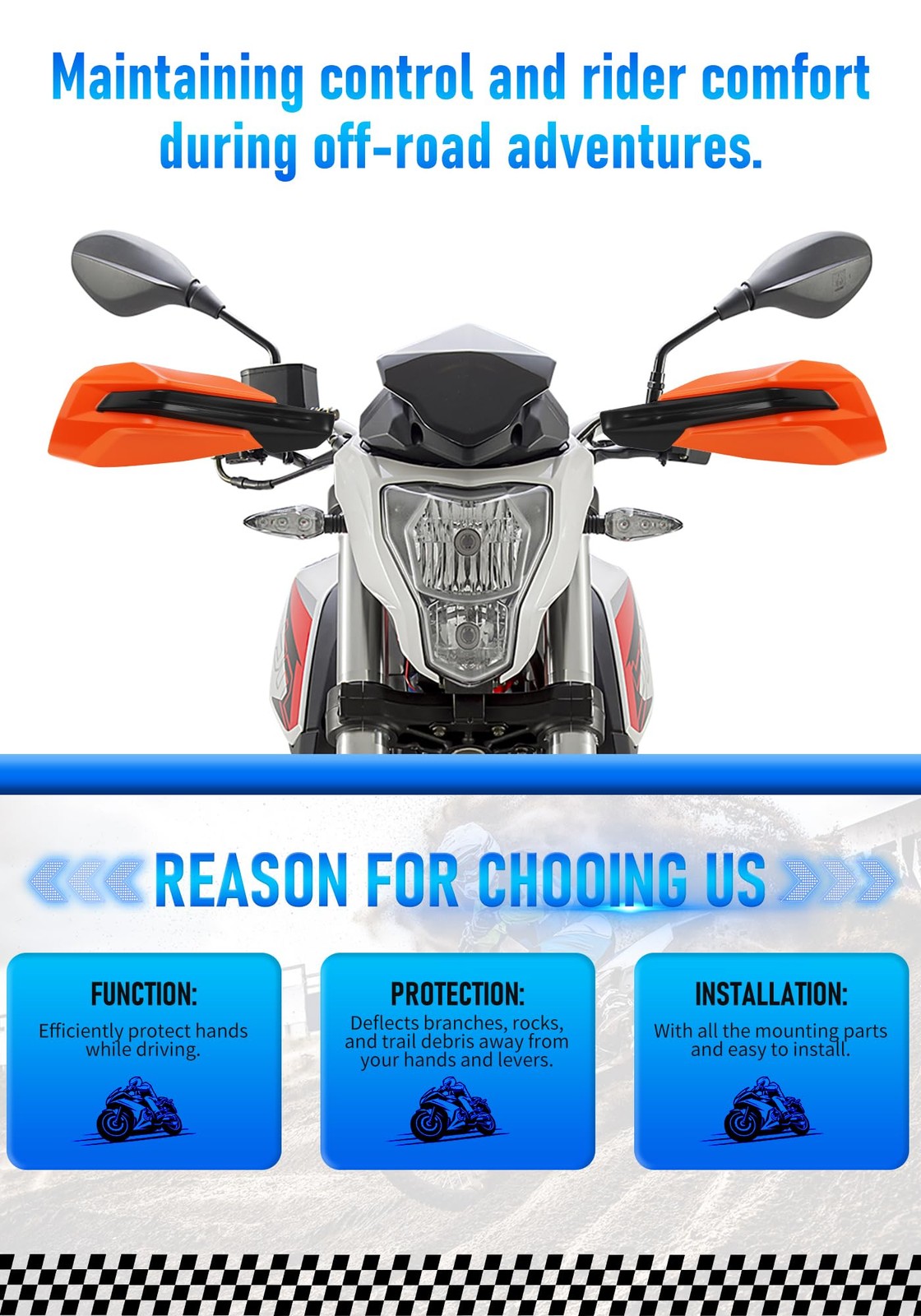 PRO CAKEN Dirt Bike Motorcycle Hand Guards Plastic Bracket