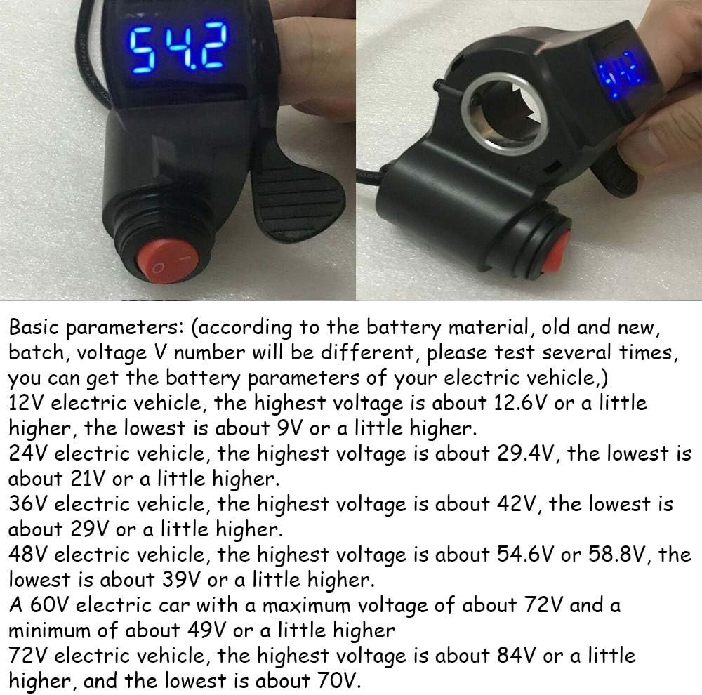 Digital E-Bike Thumb Throttle (12V-72V) with LCD Display for Precise Monitoring