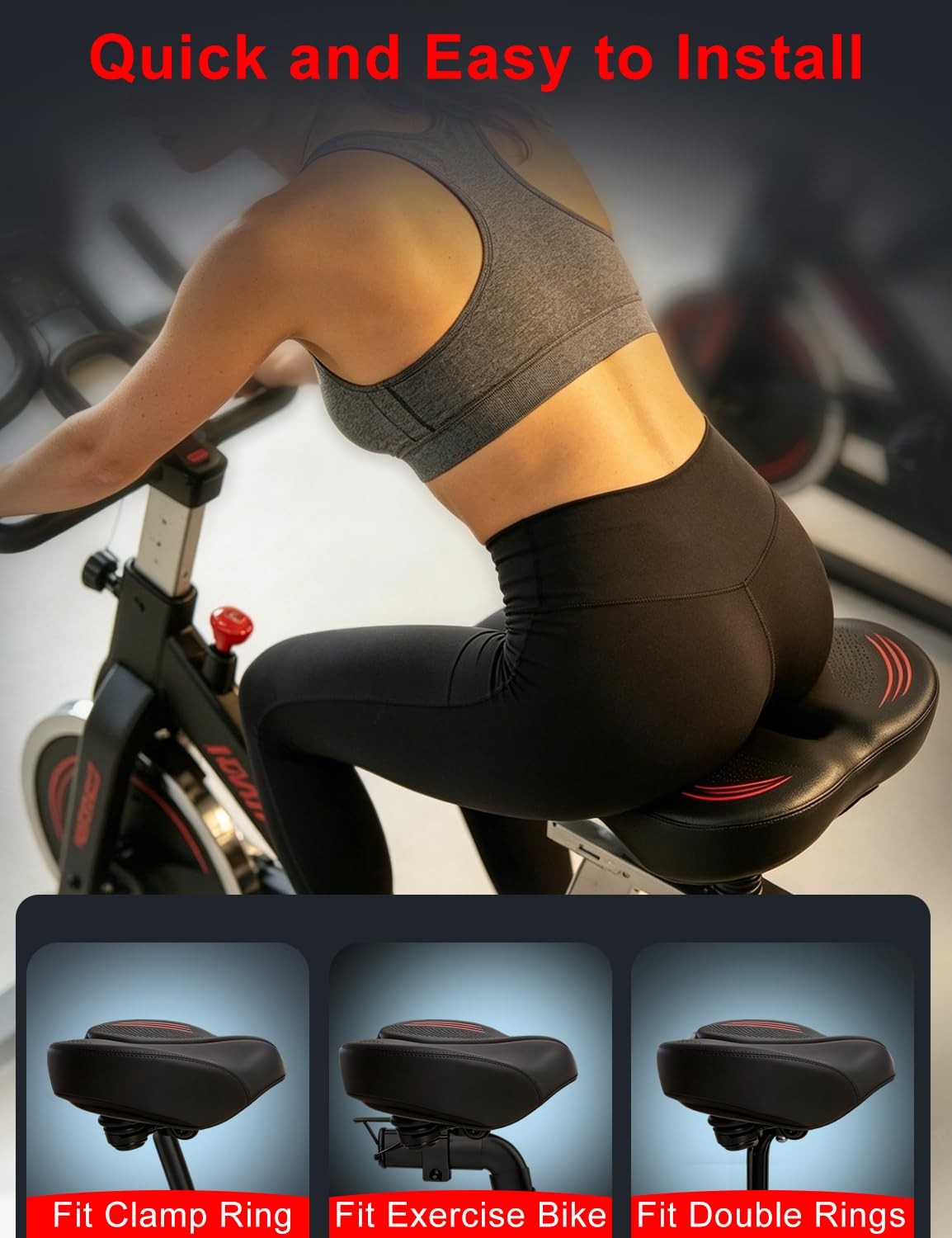Noseless Oversized Bike Seat Replacement, NEW Comfortable Extra X-Large, Red