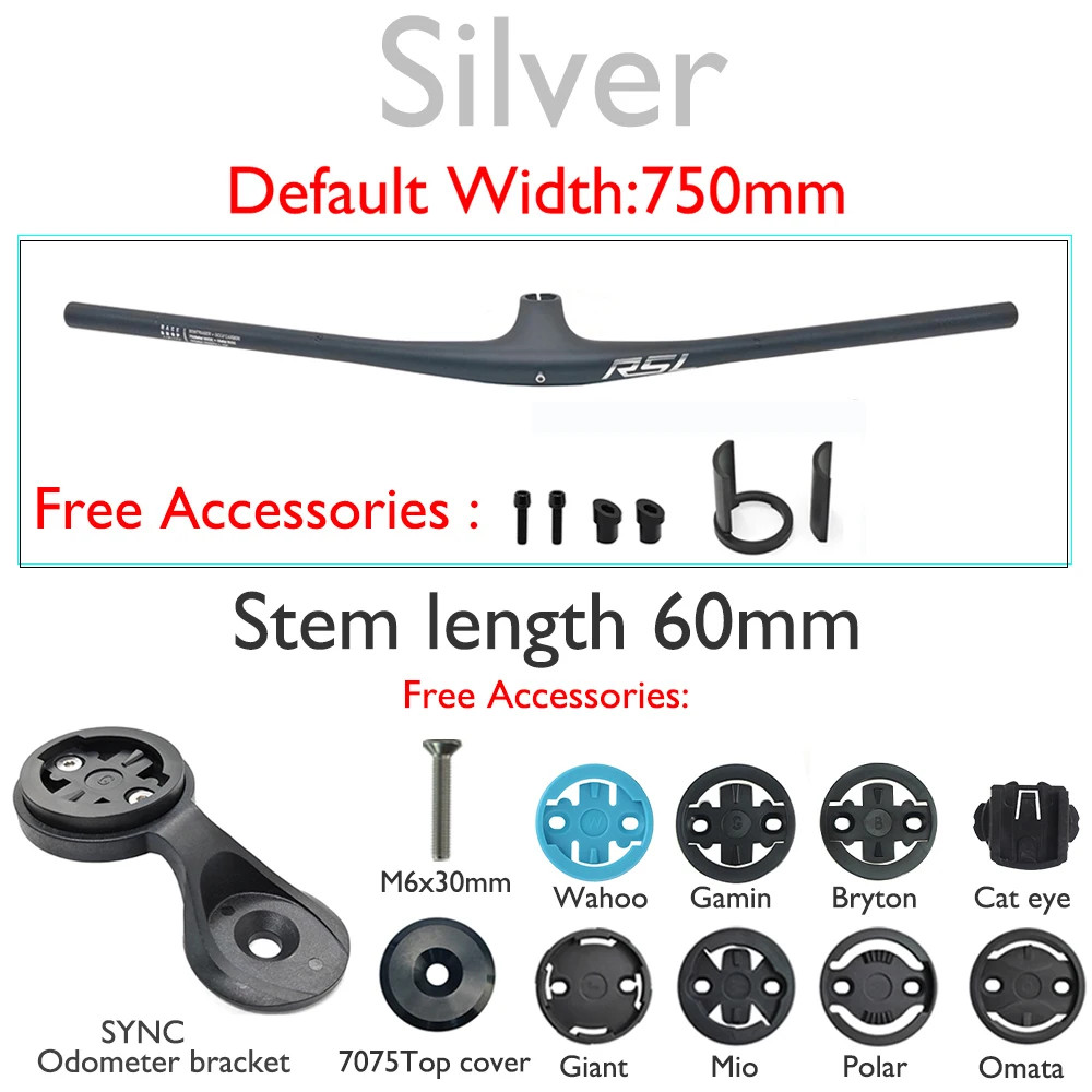 MTB Bicycle Carbon Integrated Handlebar 13° 28.6mm with Bike Computer Mounts
