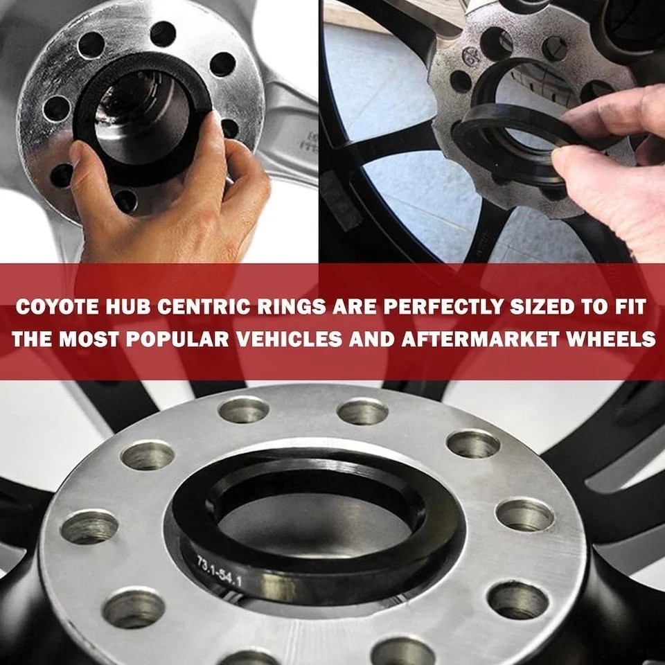 Set of 4 Hub Centric Ring 73Mm OD to 56.1Mm Hub ID, Black Polycarbonate (Wheel H