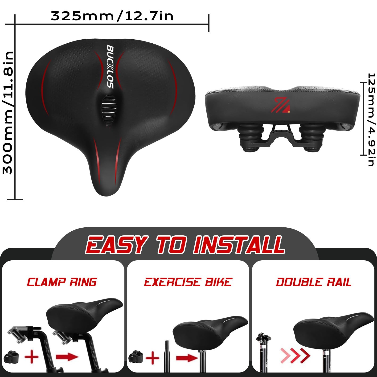Wide Bike Seat for Men Women Ebike Seats Comfort Extra Large Comfortable Bicycle