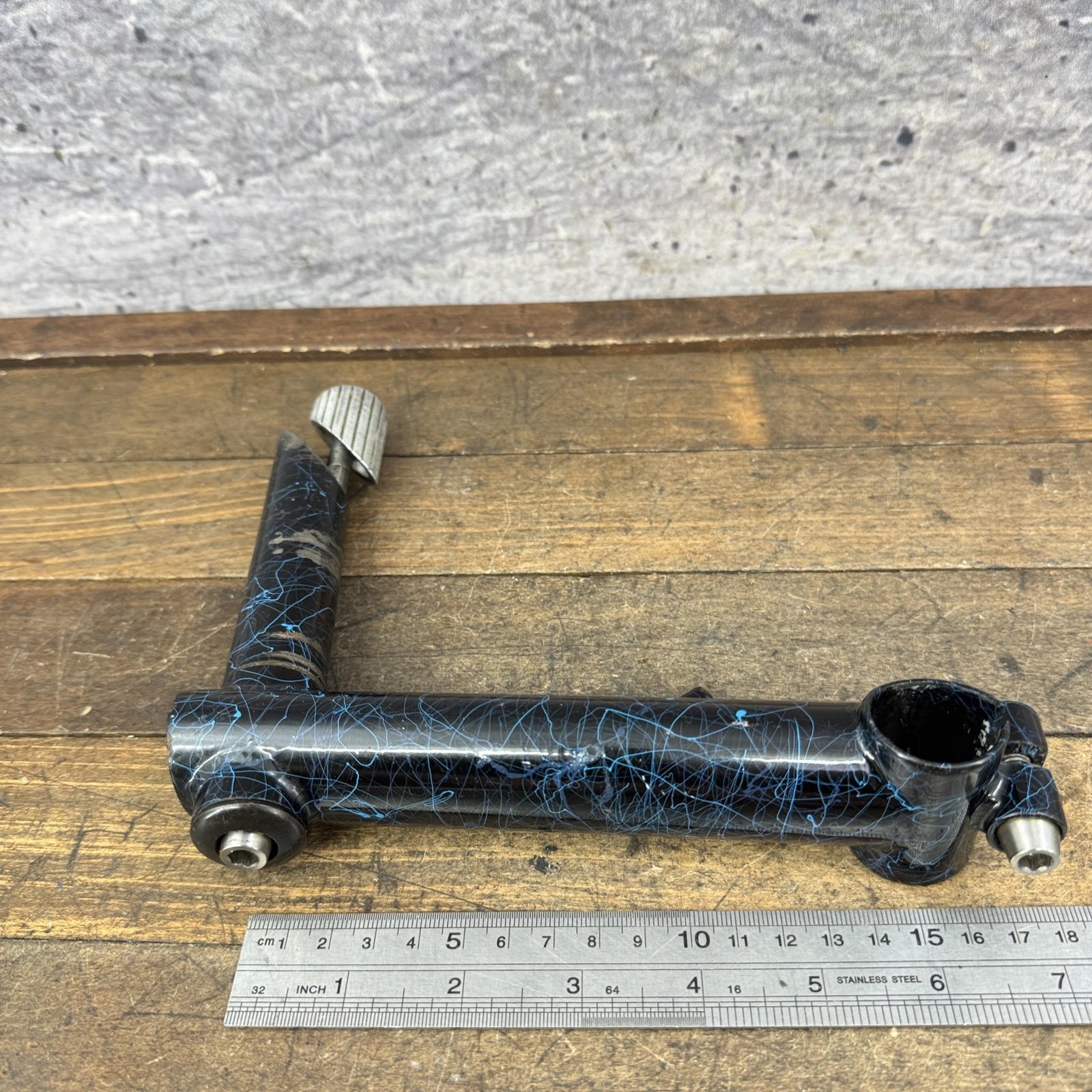 Vintage GT Quill Stem Blue Crackle Splatter 25.4 Quill 25.4 Clamp 80s MTB Cafe