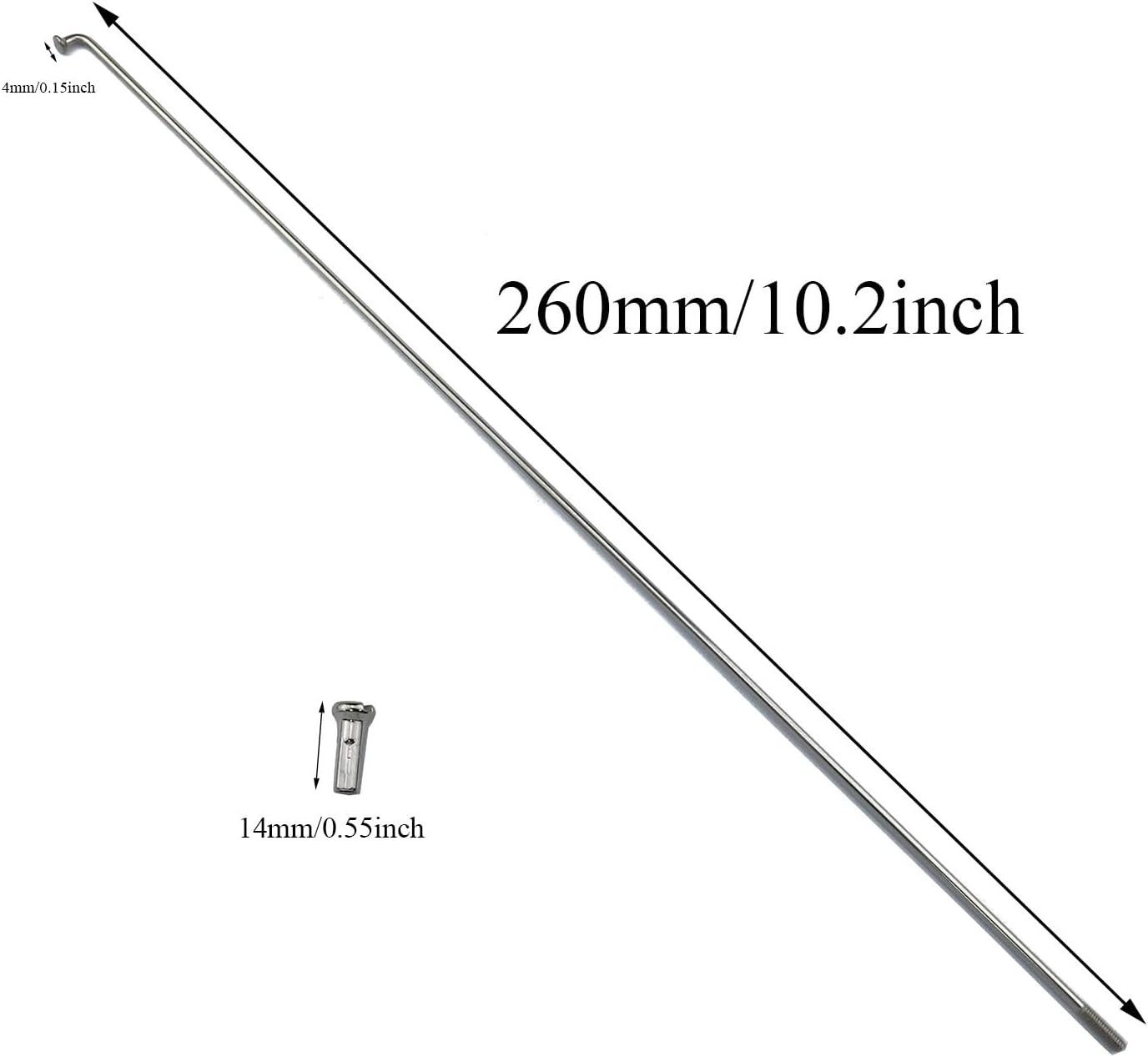 Stainless Steel Spokes 260mm/10.2 Inch Bicycle Spoke 14G MTB Bike Spokes Moun…
