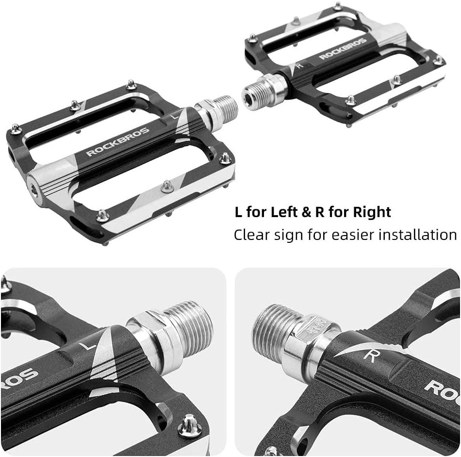 Rock BROS Mountain Bike Pedals Flat Bicycle MTB Pedals 9/16 Lightweight Road Bik