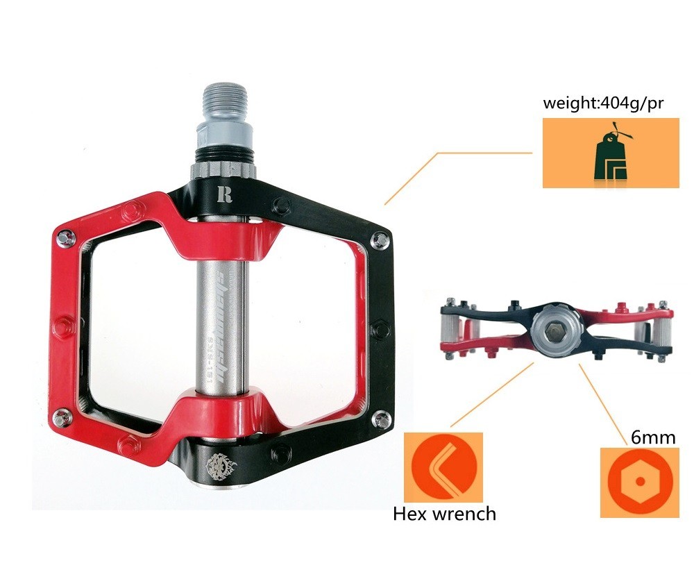 Aluminum Road MTB Mountain Bike Bicycle Pedal 3 Bearing Flat Pedals Black Red
