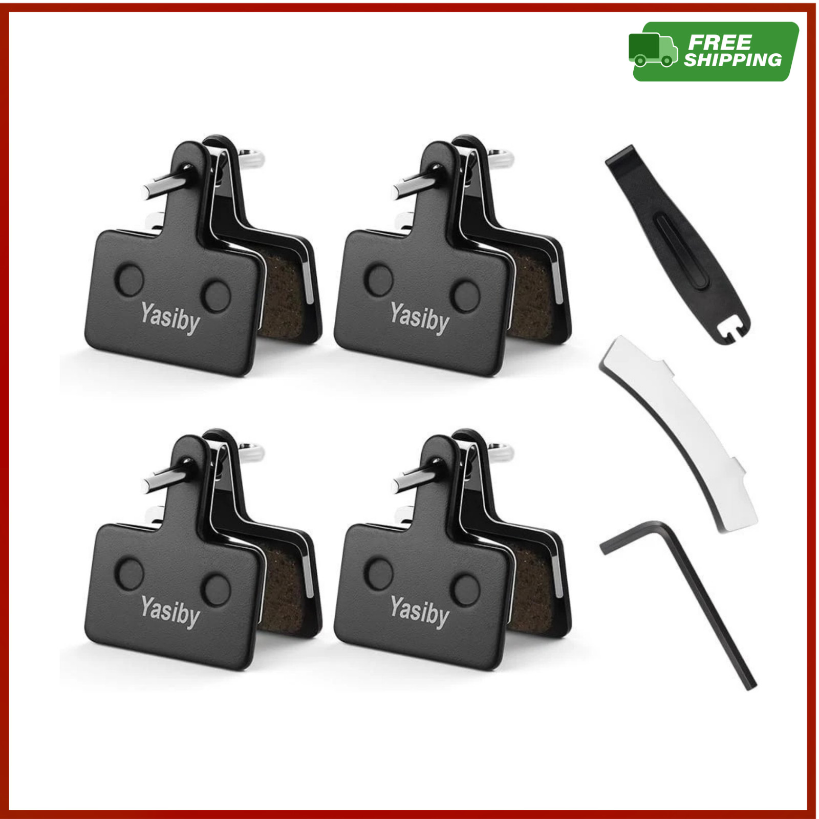 4 Pairs MTB Disc Brake Pads Resin & Semi-Metallic Quiet W/ Install Kit E-Bike US