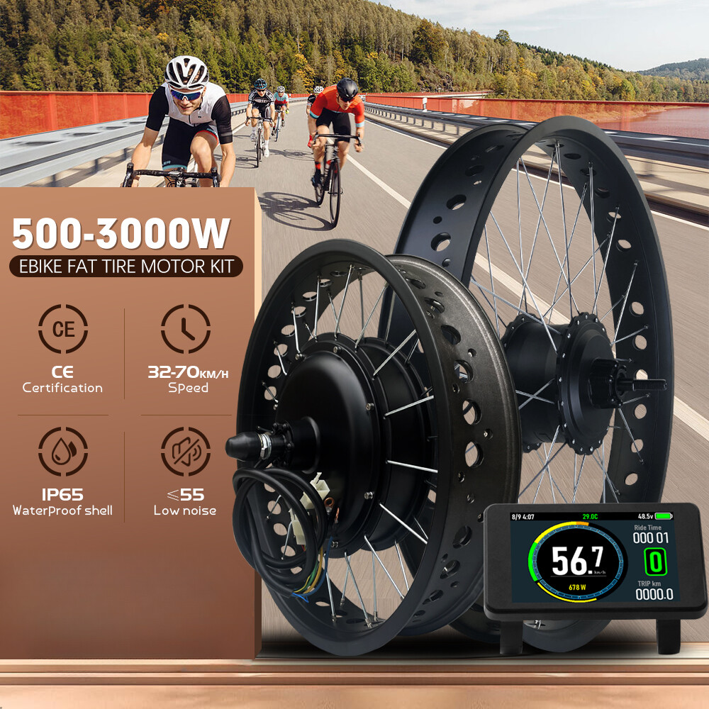 48V 500W-3000W Snow Electric Fat Bike 20 26inch 4.0 Tyre Hub Motor Wheel Kit