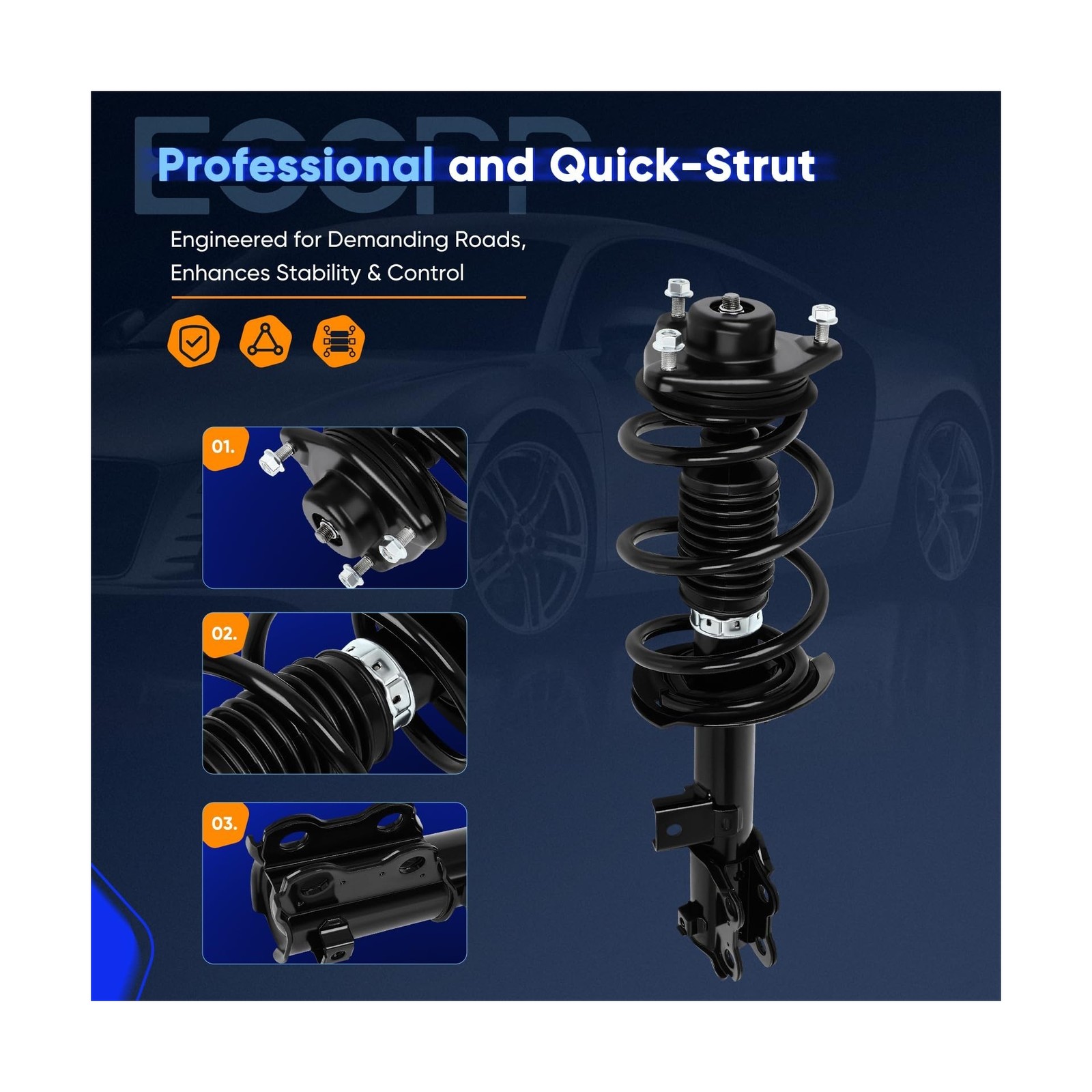 ECCPP Complete Struts Spring Assembly Struts Shock Absorber Fit for Hyundai S…