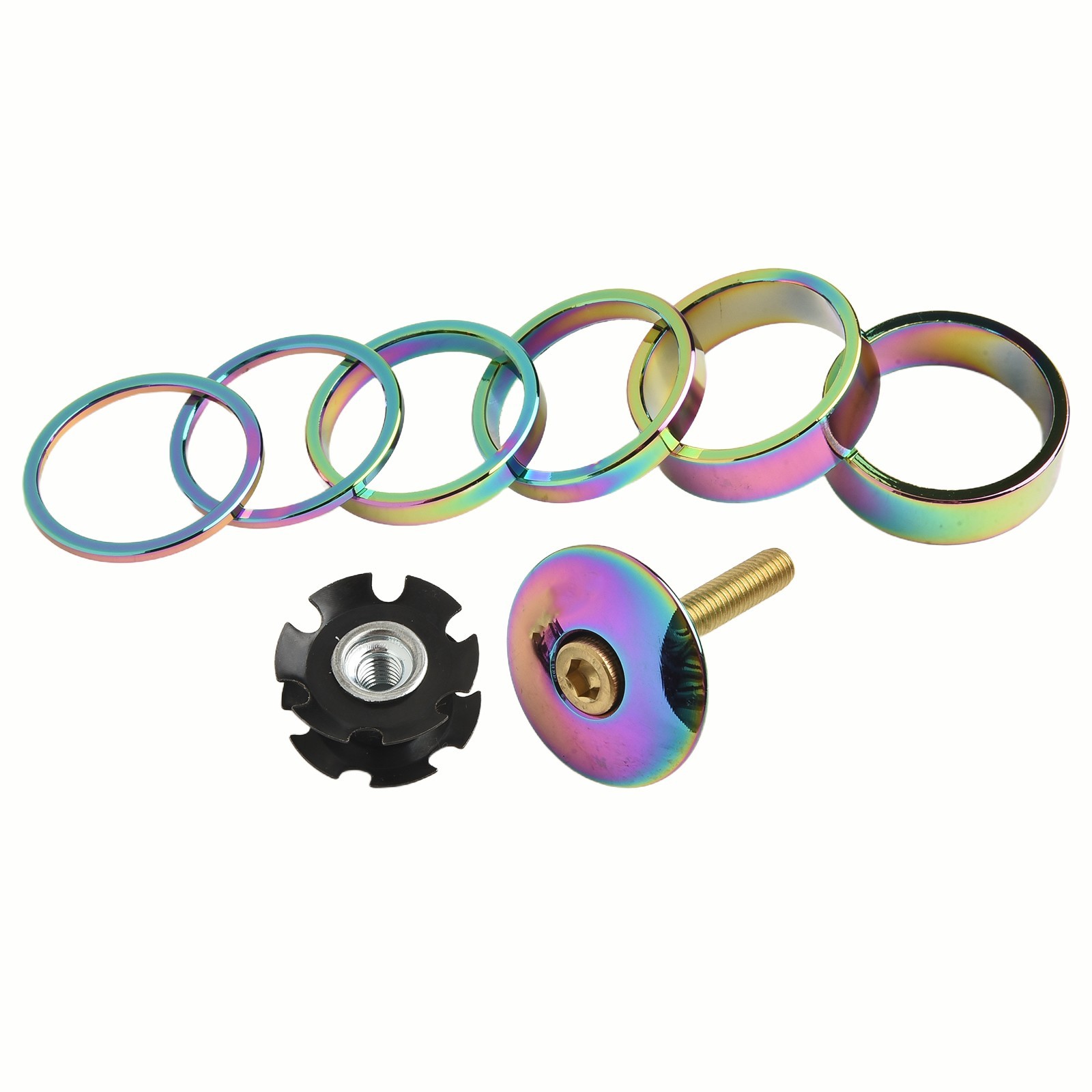 Bike Headset Washer Bicycle Front Fork Stem Spacers Ring Gasket Set Blue Gold