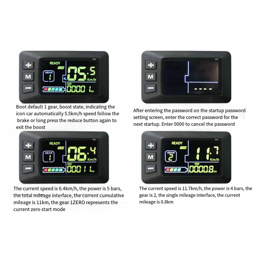 E-Bike G51 LCD Display 24V 36V 48V 52V 60V Electric Scooter Display for7622