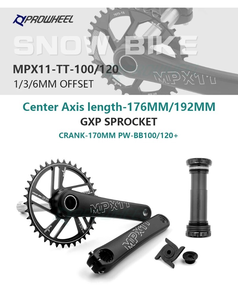 Snow Bike Crankset 170mm 30/32/34/36/38/40/42T with Sprockets Bottom Bracket BB